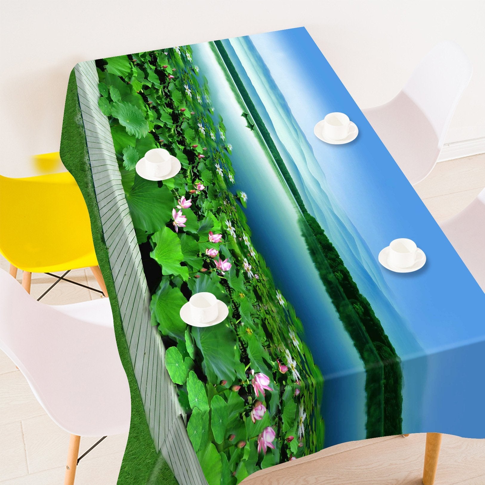 3D Lake Lotus Flowers 523 Tablecloths Wallpaper AJ Wallpaper 