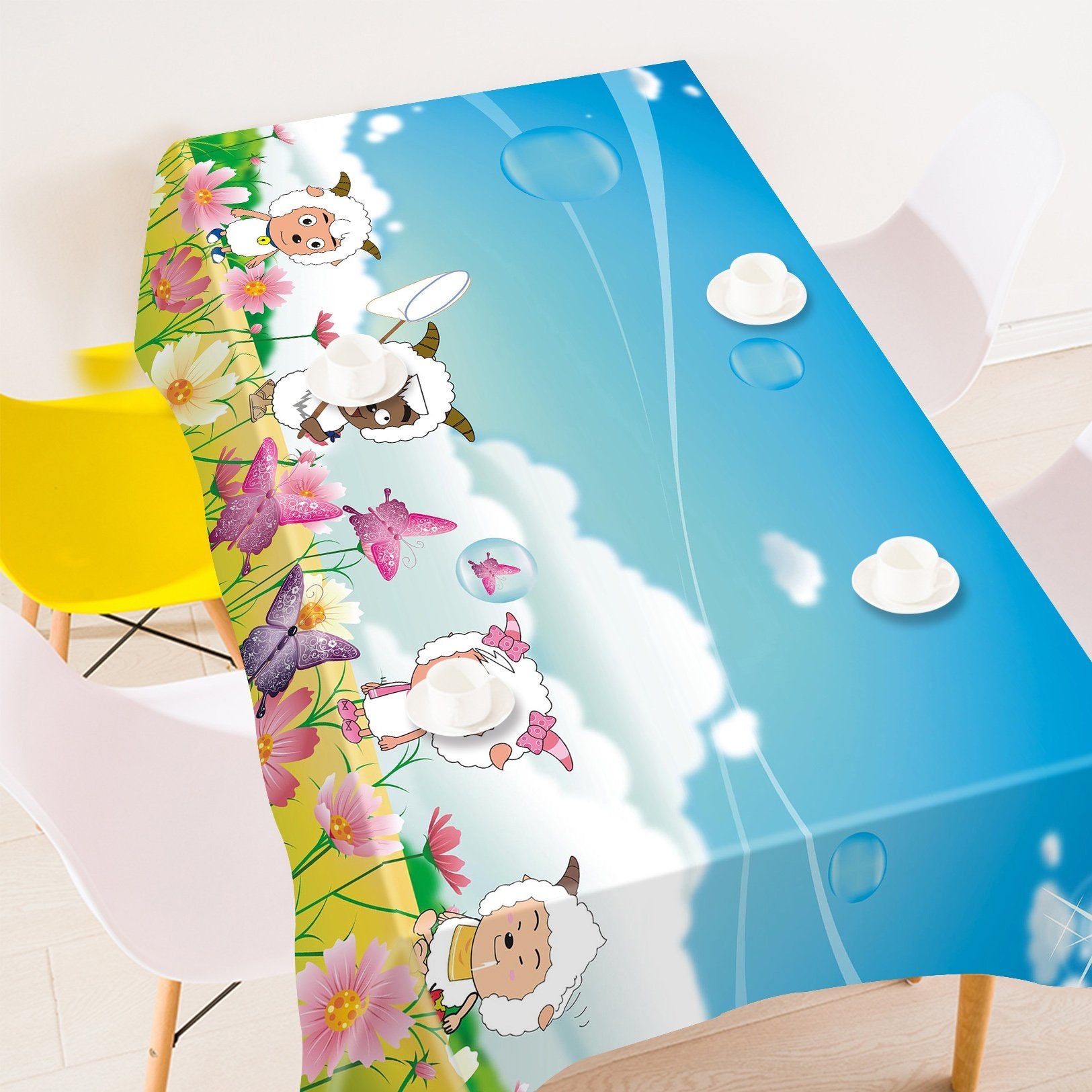 3D Grassland Cartoon Sheep 291 Tablecloths Wallpaper AJ Wallpaper 