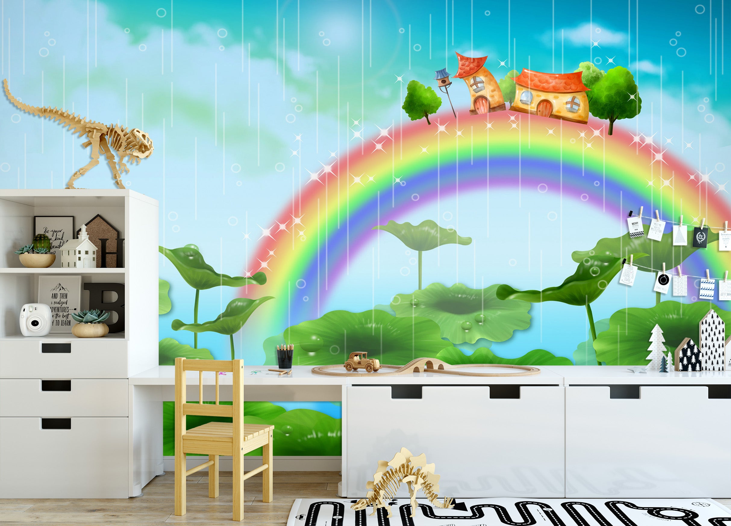 3D Rainbow Lotus Pond 1710 Wall Murals