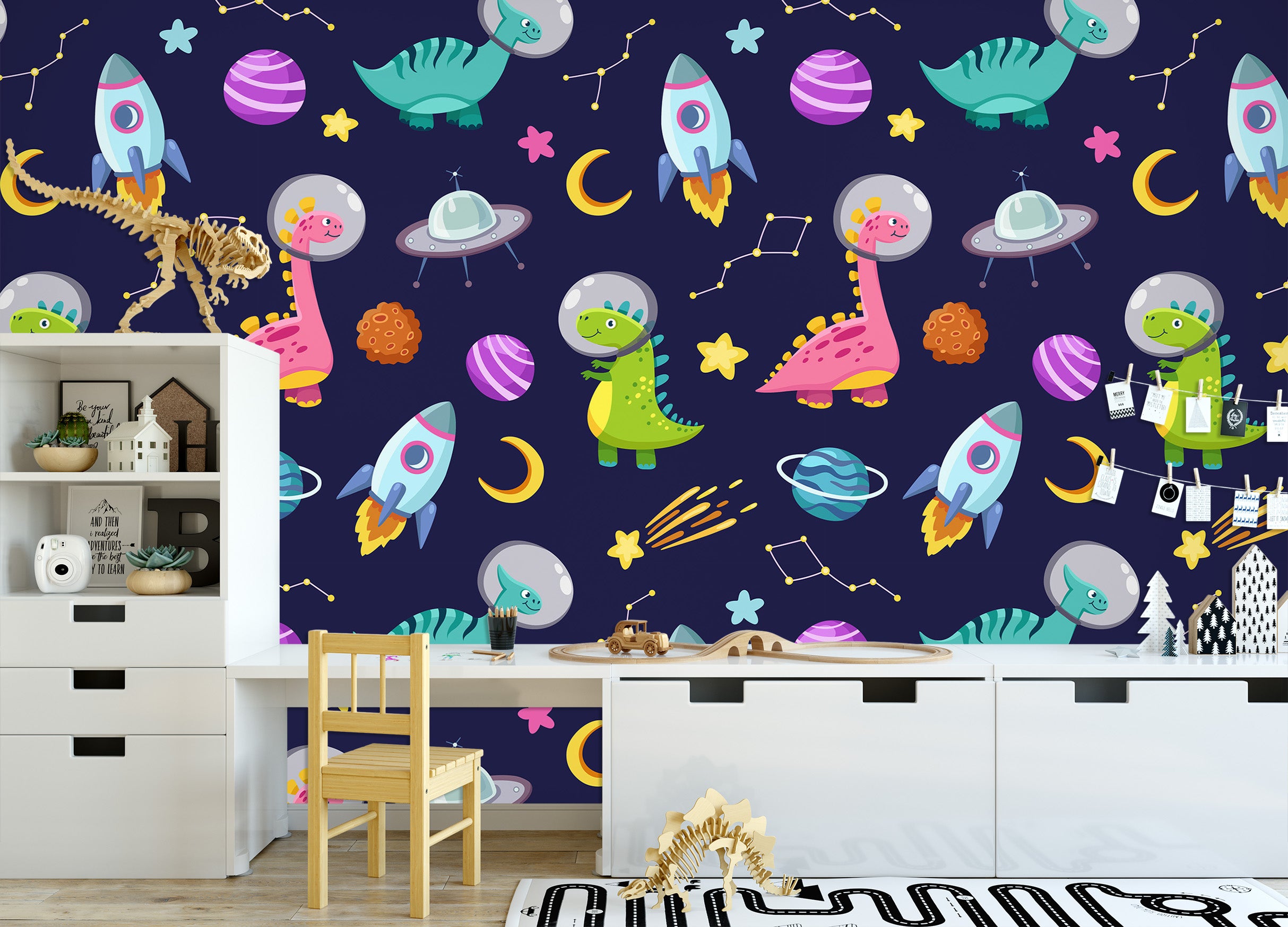 3D Star Rocket Dinosaur 57051 Wall Murals