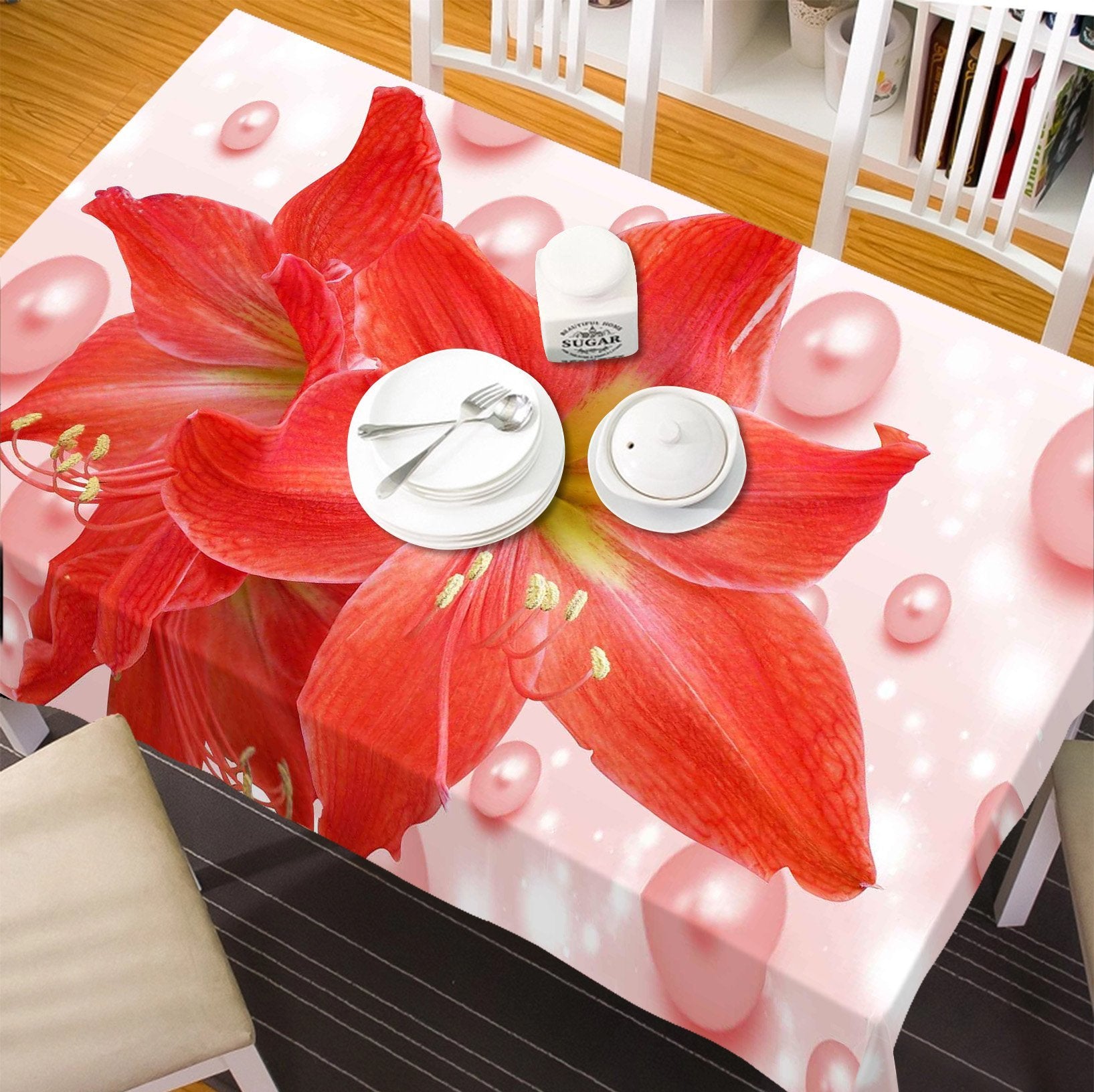 3D Flowers And Pearls 286 Tablecloths Wallpaper AJ Wallpaper 