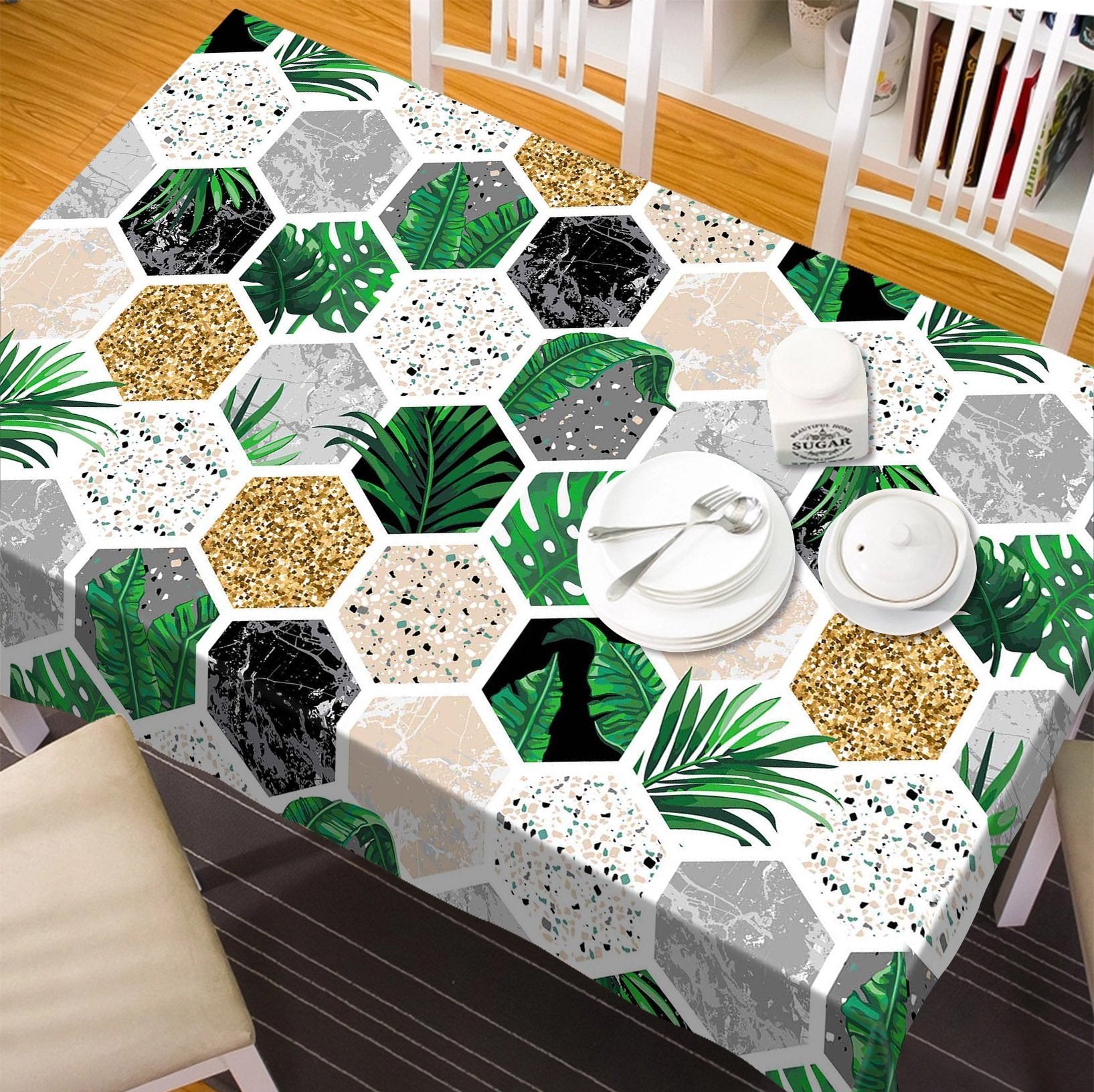 3D Hexagonal Plant Pattern 76 Tablecloths Wallpaper AJ Wallpaper 