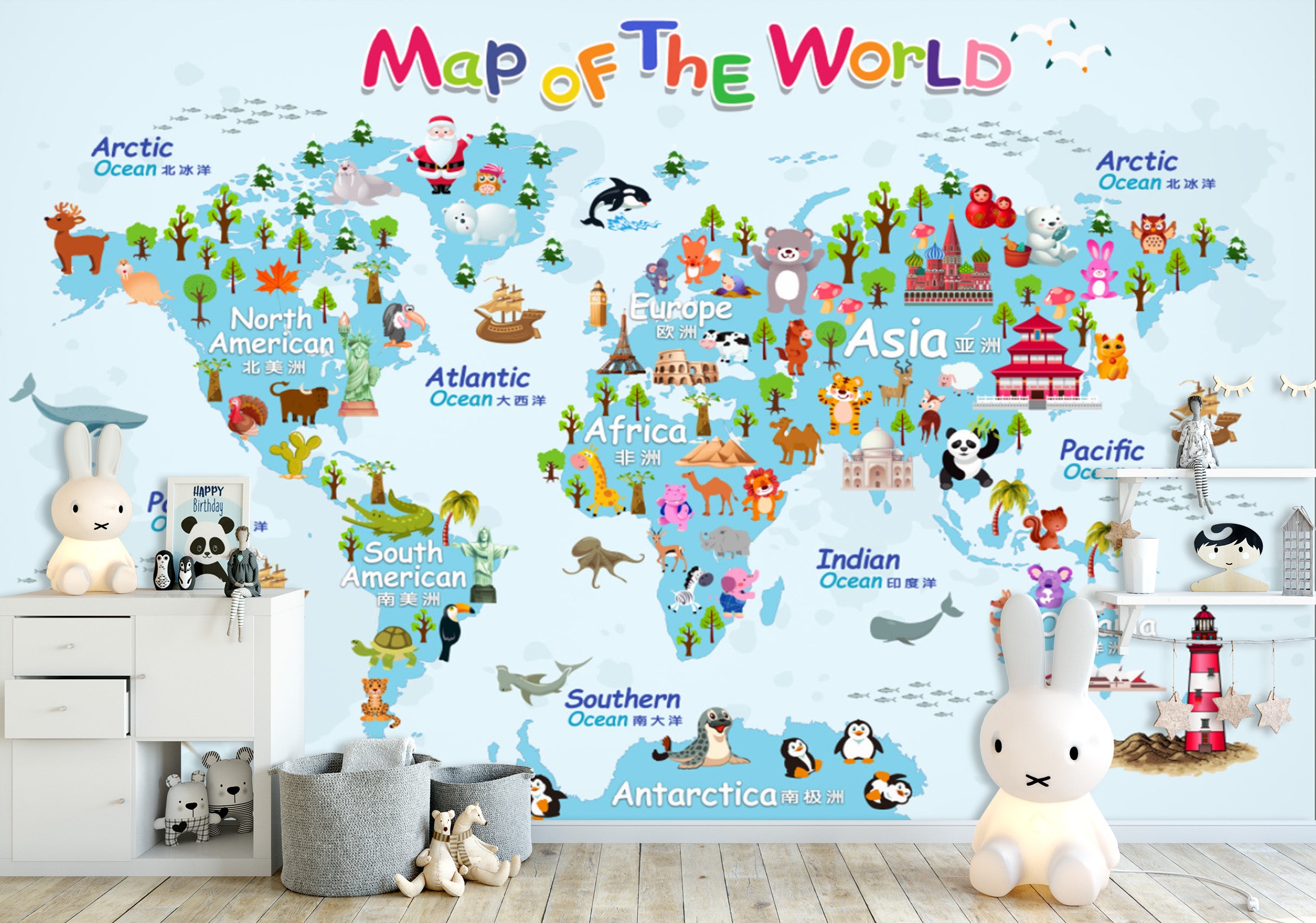 3D Animal Map 1642 Wall Murals