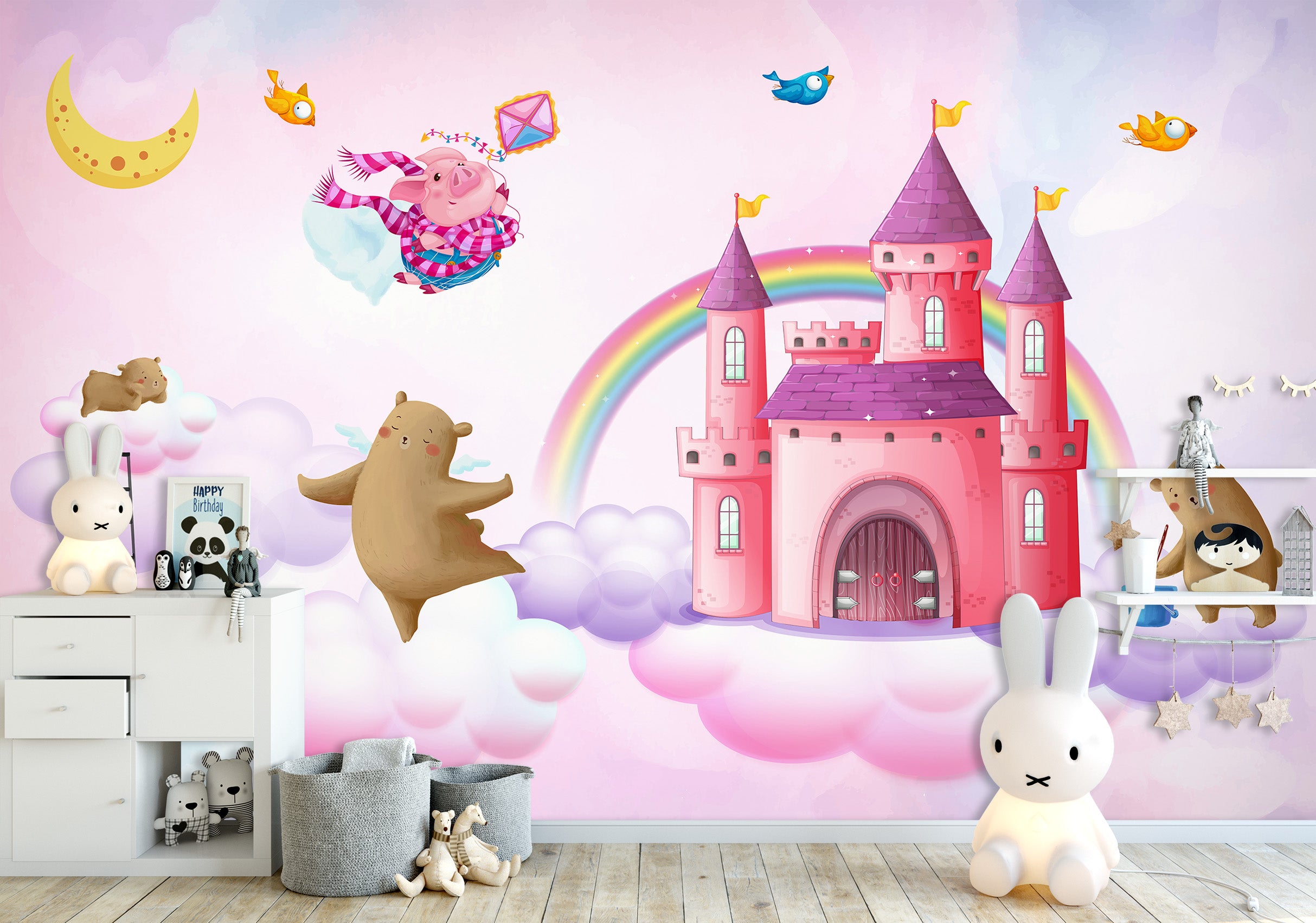 3D Rainbow Castle 1644 Wall Murals