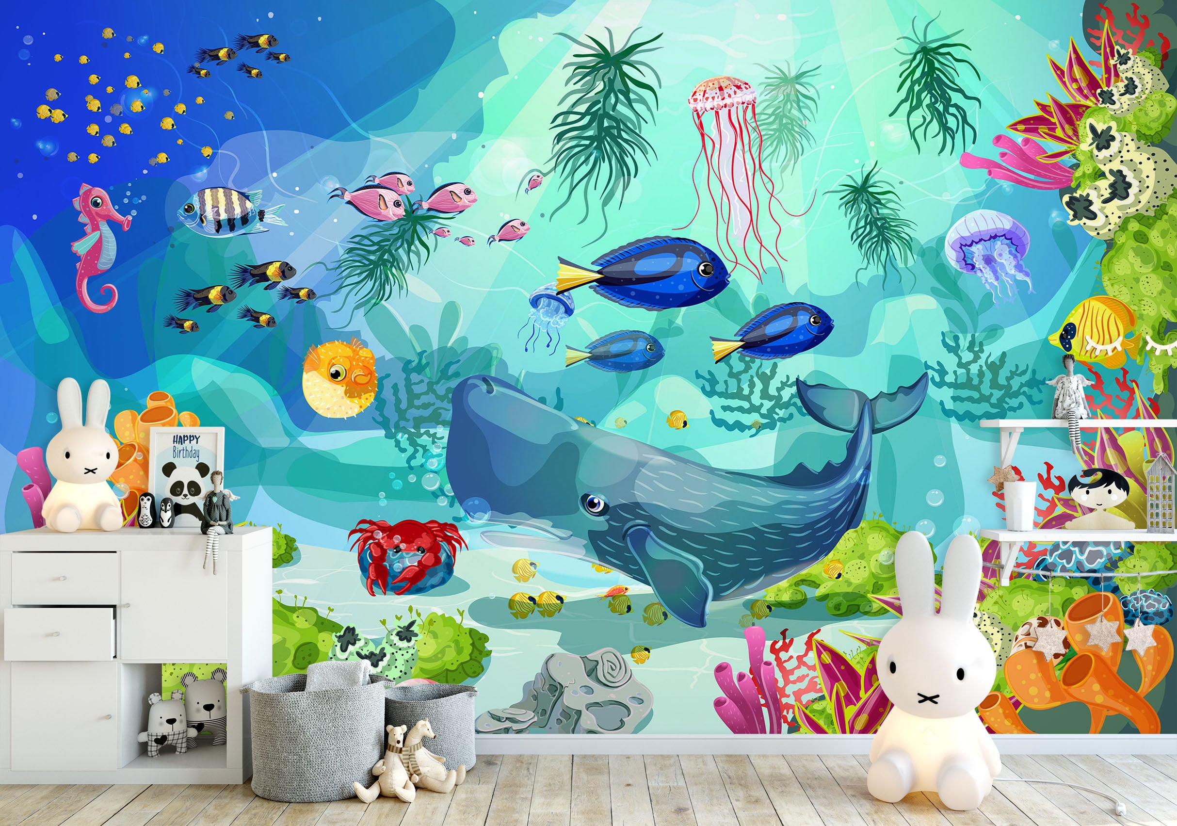 3D Underwater Animal Whale 57062 Wall Murals