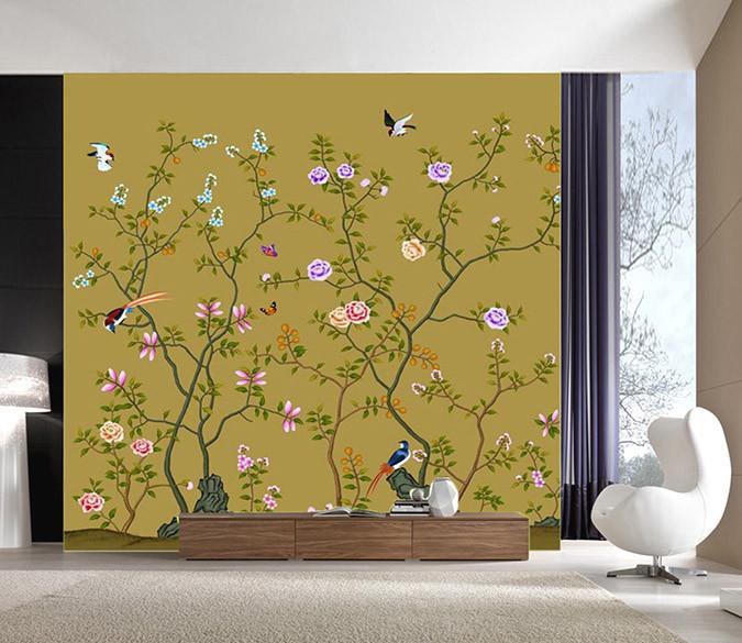 3D flower Tree Bird decals Wallpaper AJ Wallpaper 1 