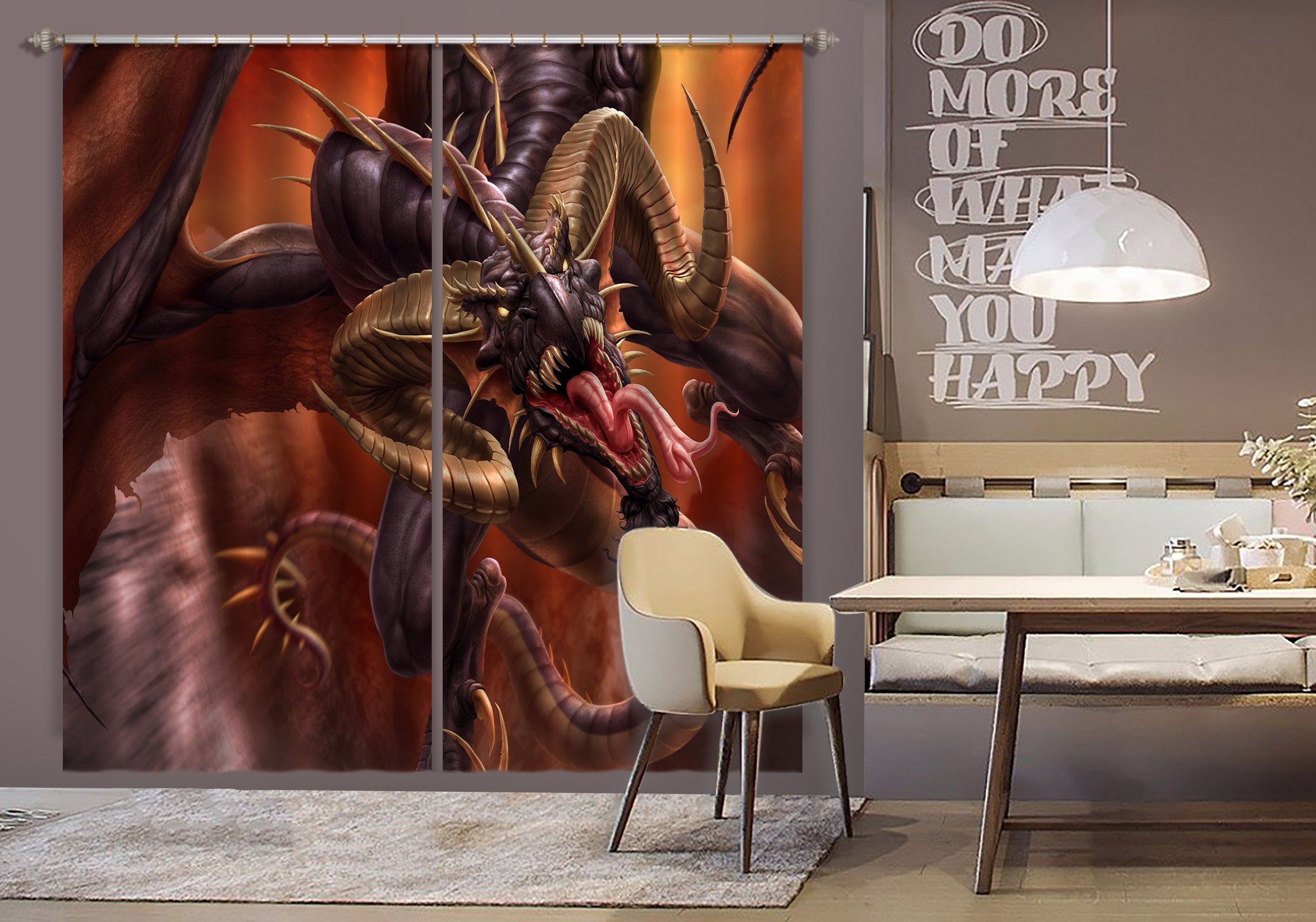 3D Dragon 5060 Tom Wood Curtain Curtains Drapes