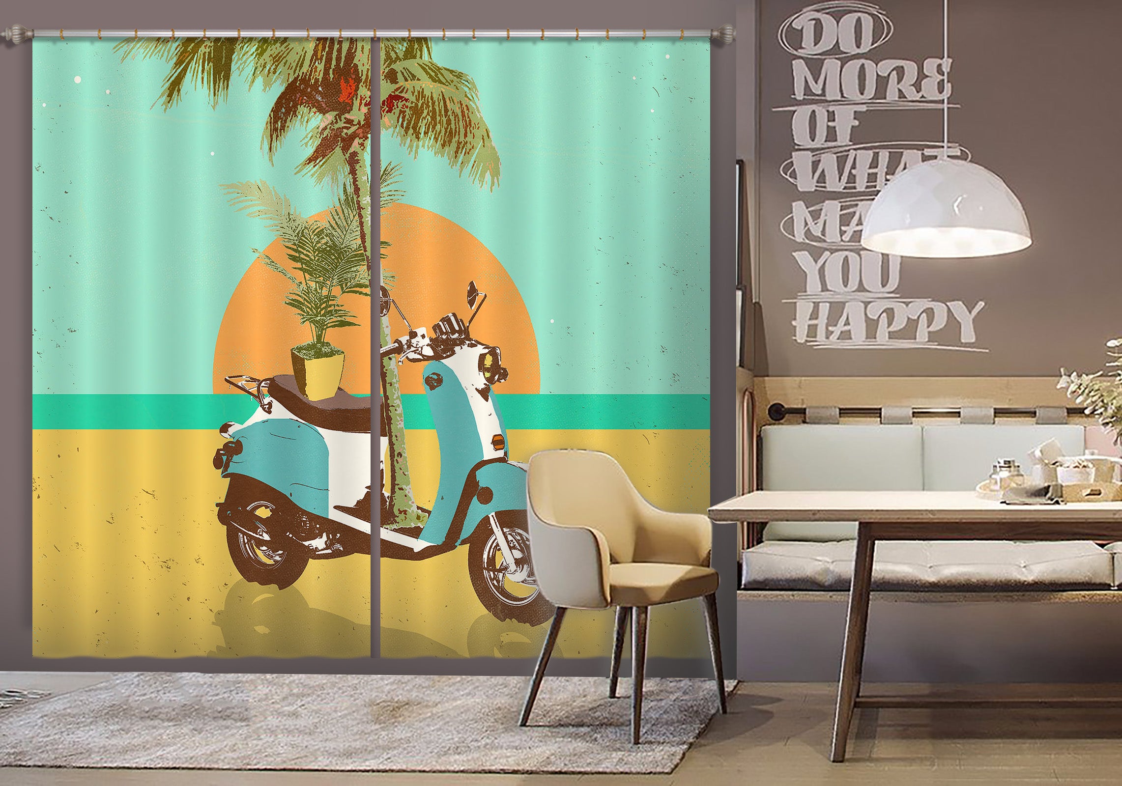 3D Sunrise Beach 054 Showdeer Curtain Curtains Drapes