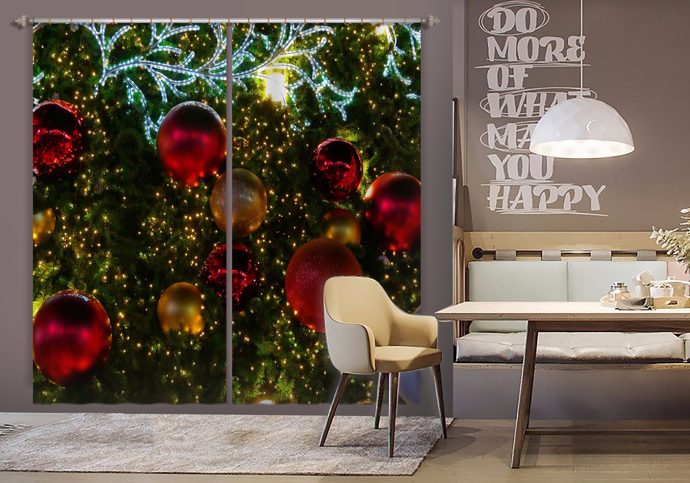 3D Red Ball 53104 Christmas Curtains Drapes Xmas