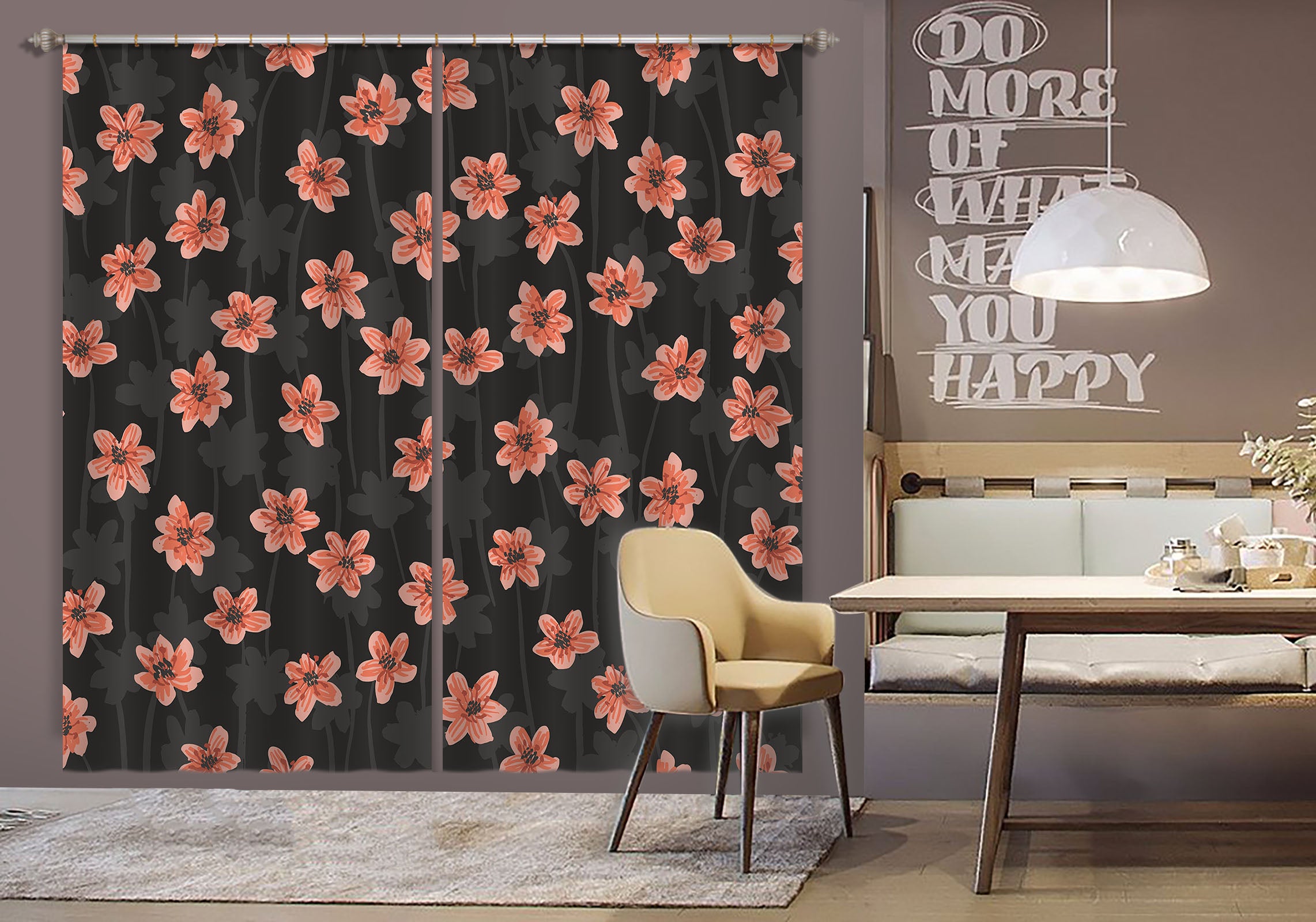 3D Red Flowers Pattern 11169 Kashmira Jayaprakash Curtain Curtains Drapes