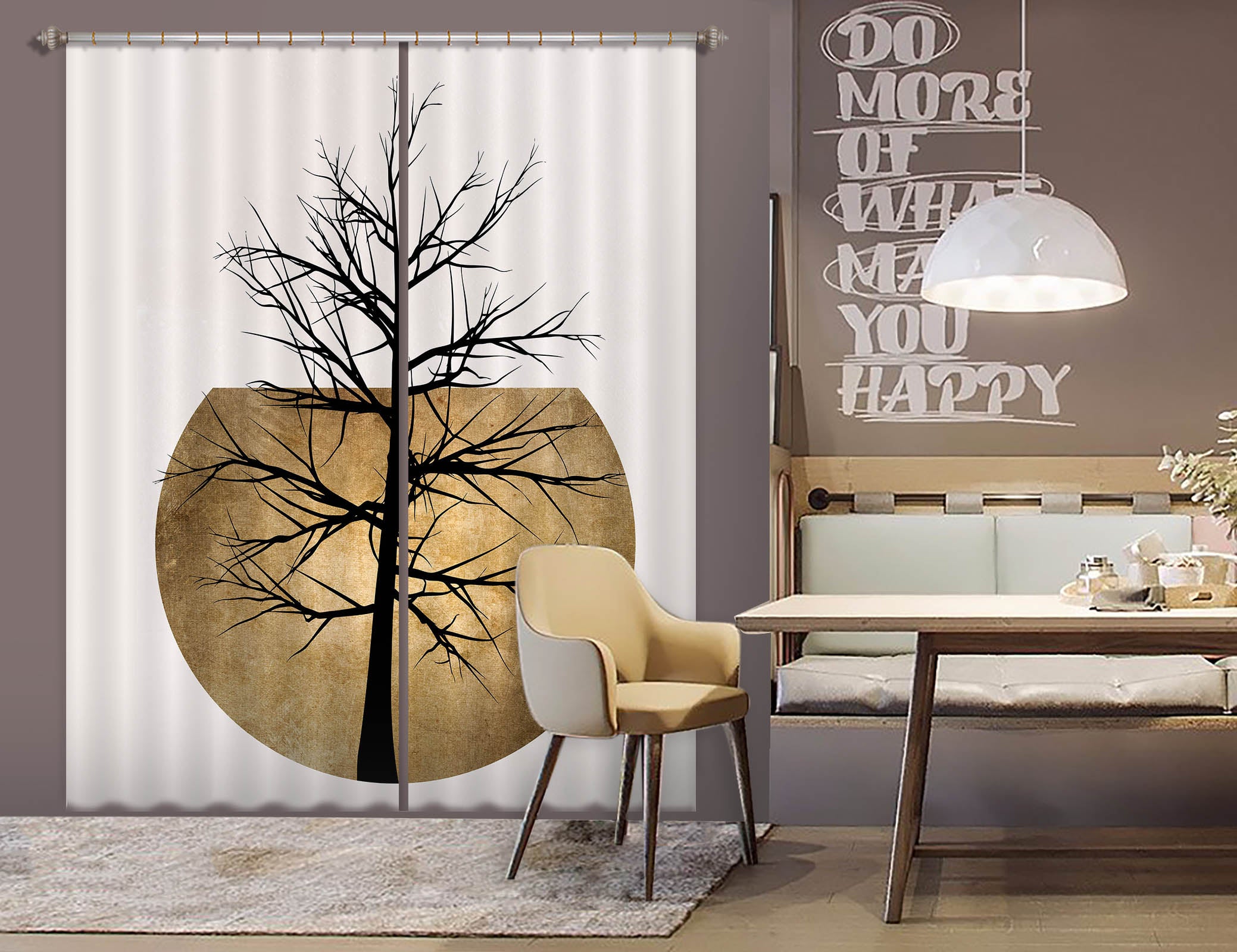 3D Golden Moon Tree 1055 Boris Draschoff Curtain Curtains Drapes