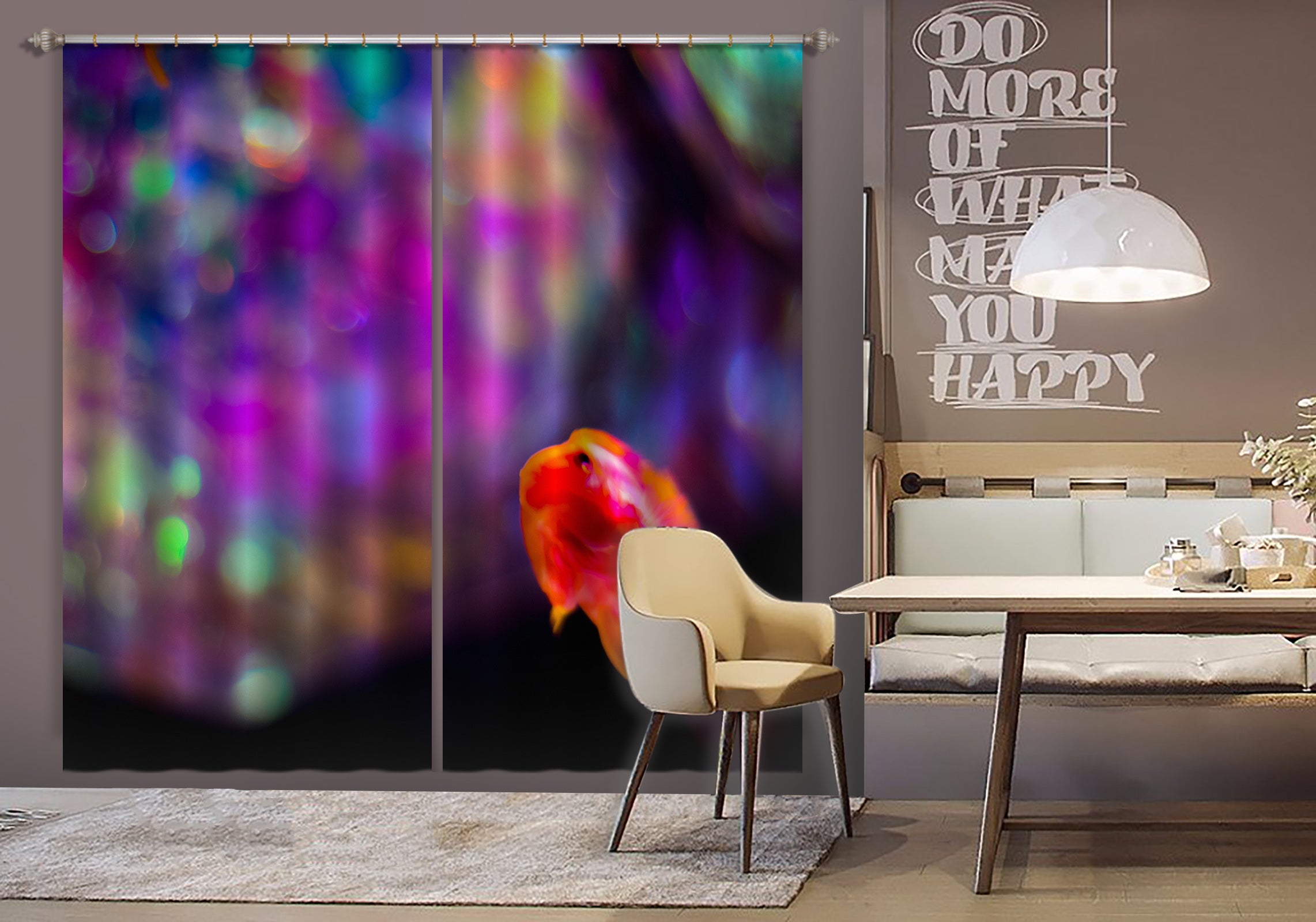 3D Rainbow Fish 037 Noirblanc777 Curtain Curtains Drapes