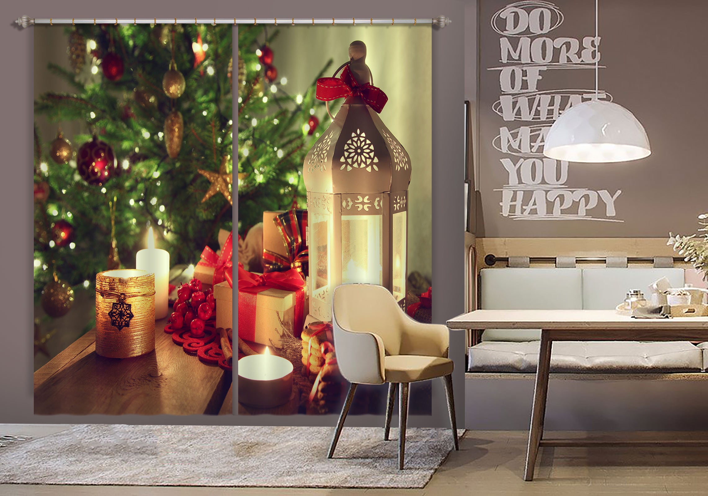 3D Candle Gift 53065 Christmas Curtains Drapes Xmas