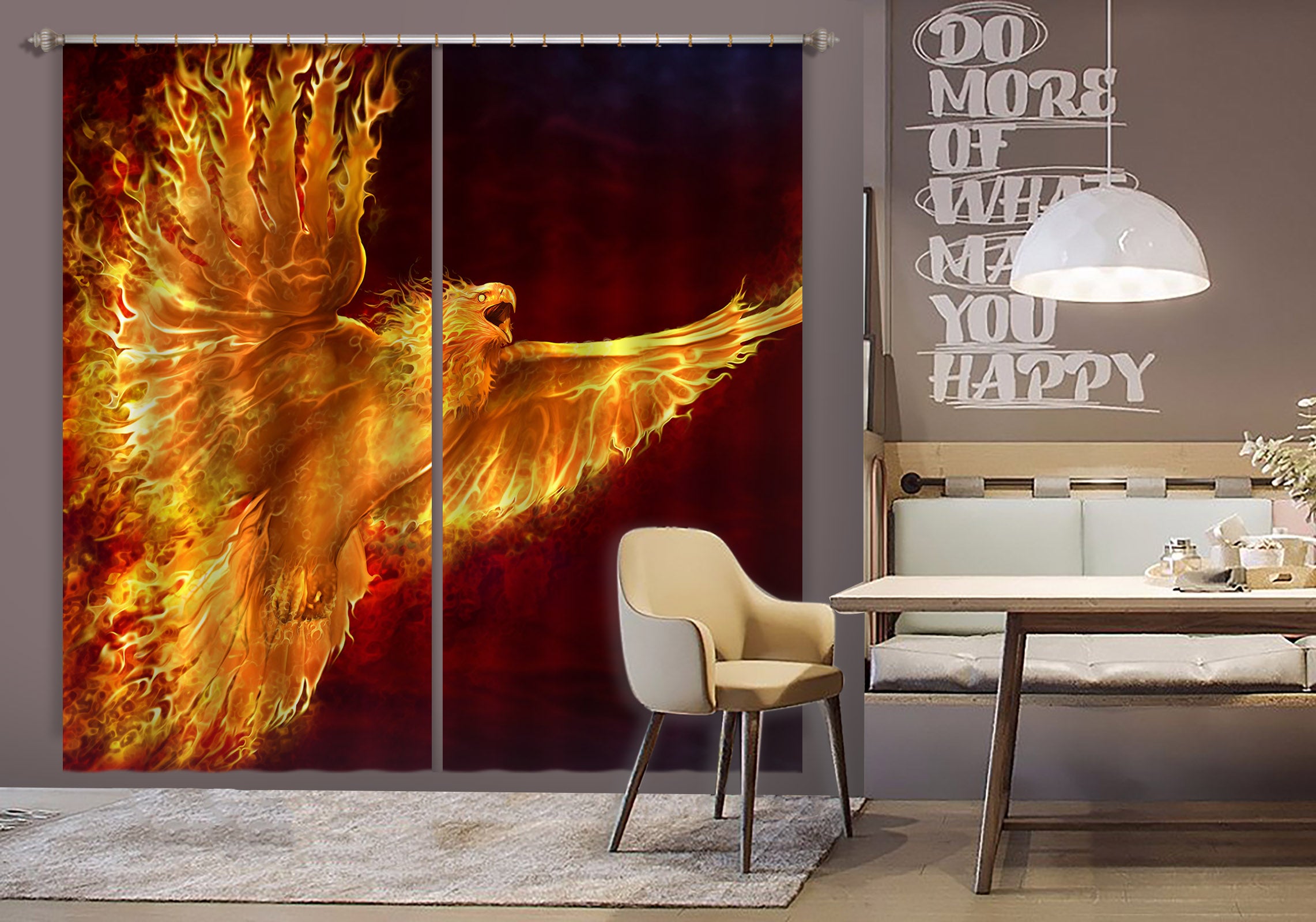 3D Flame Eagle 5065 Tom Wood Curtain Curtains Drapes