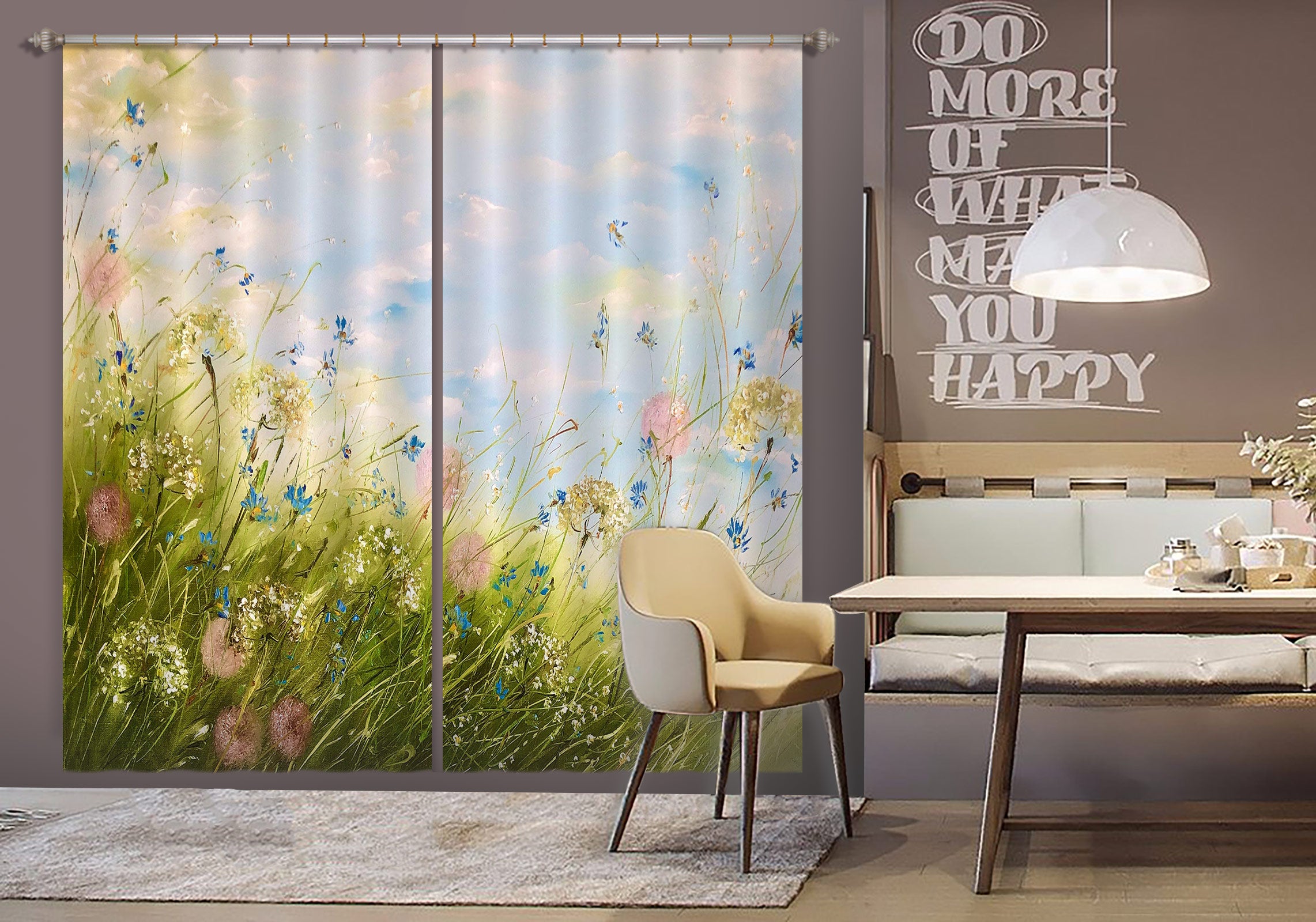 3D Grass Wildflowers 405 Skromova Marina Curtain Curtains Drapes