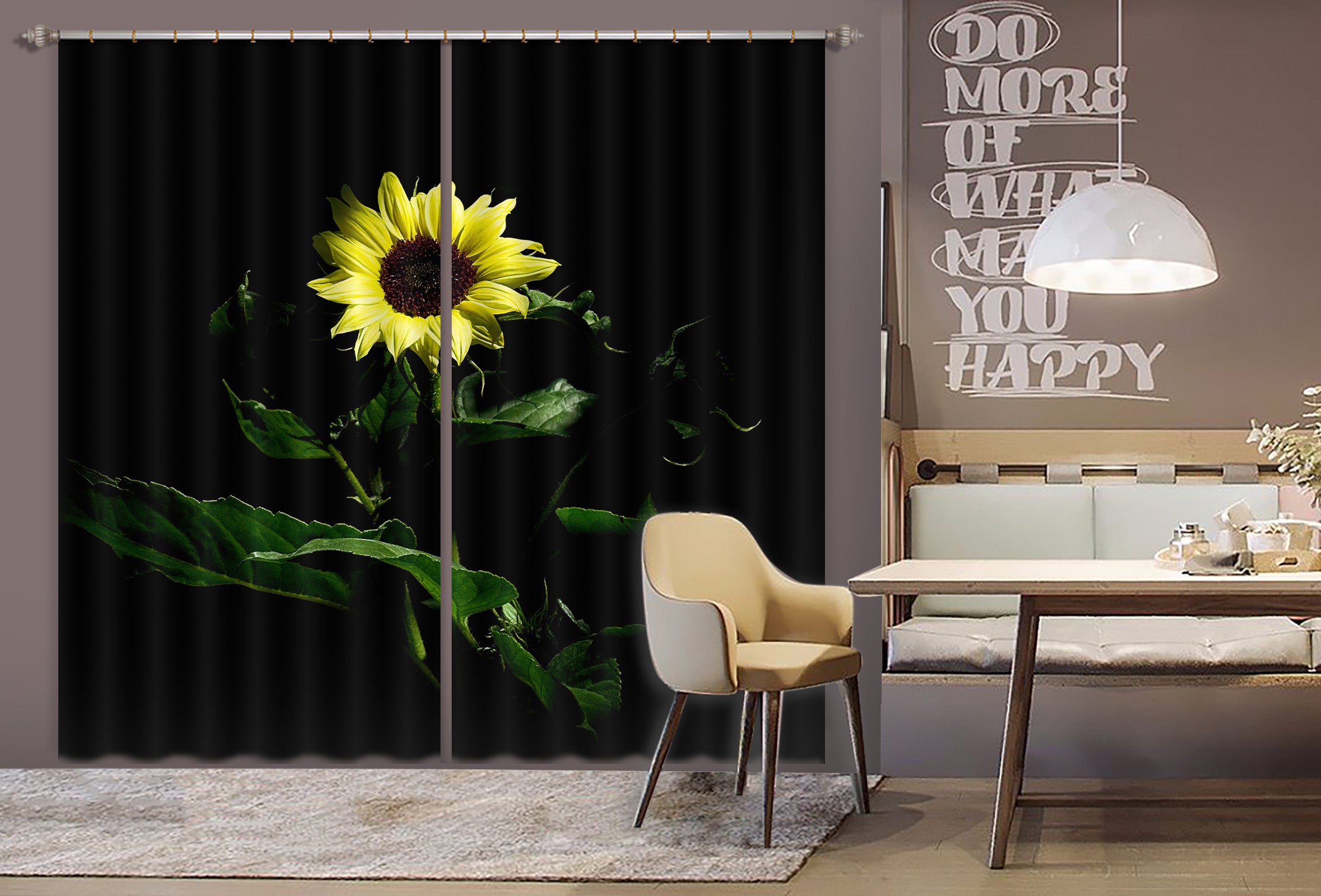 3D Sunflower 070 Kathy Barefield Curtain Curtains Drapes