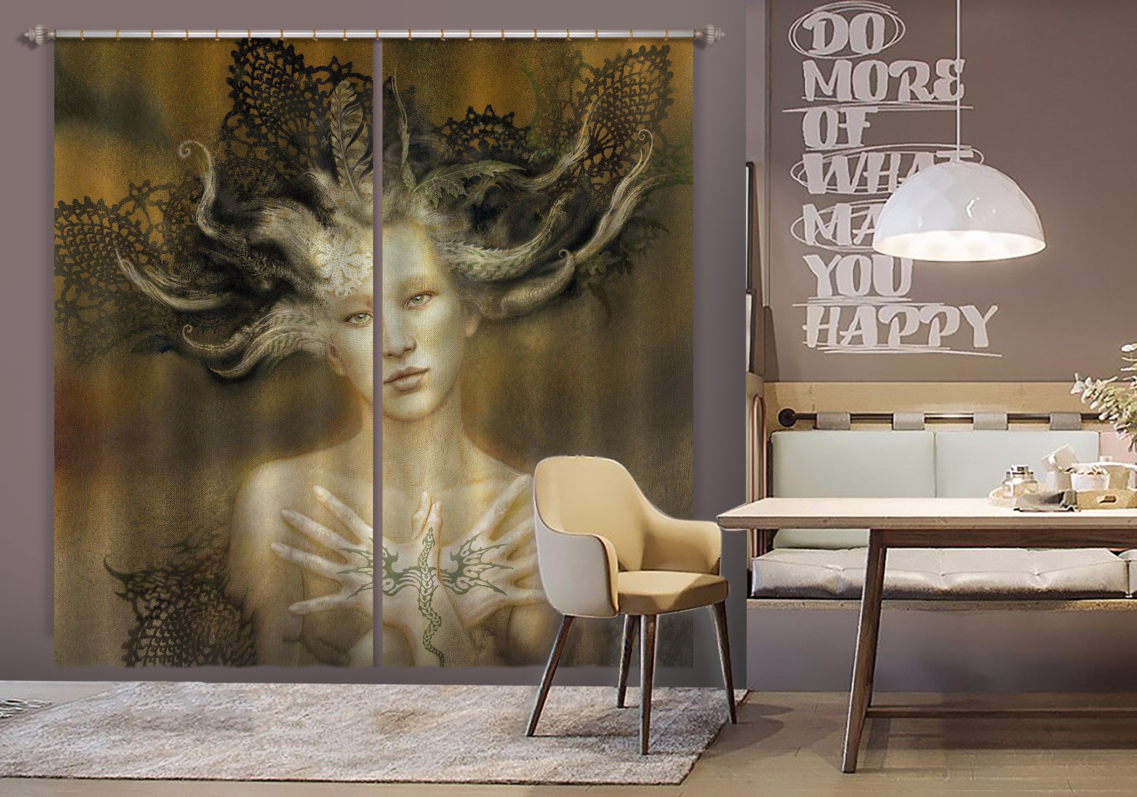 3D Dragon Girl 8017 Ciruelo Curtain Curtains Drapes