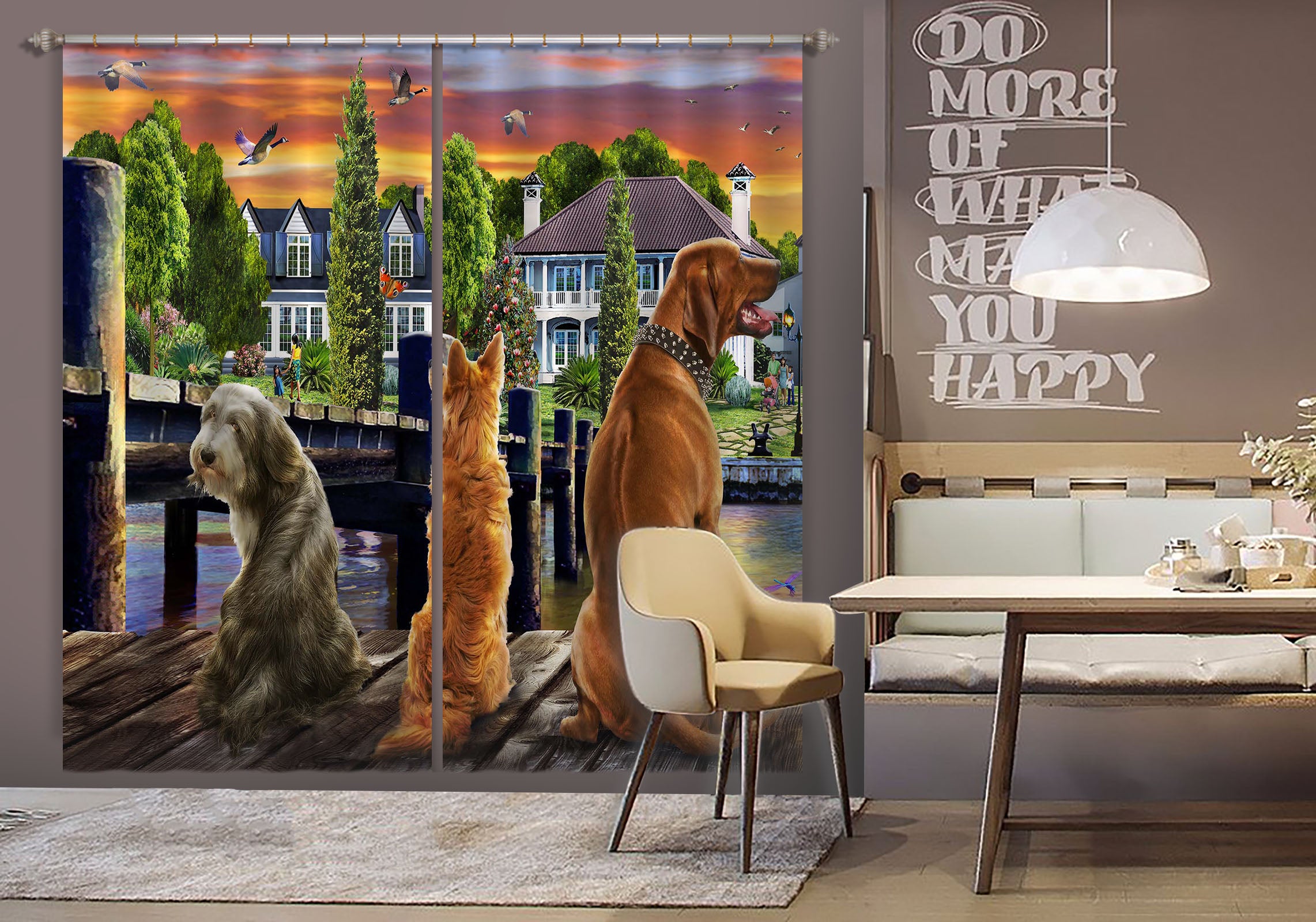 3D Dog Guard 063 Adrian Chesterman Curtain Curtains Drapes