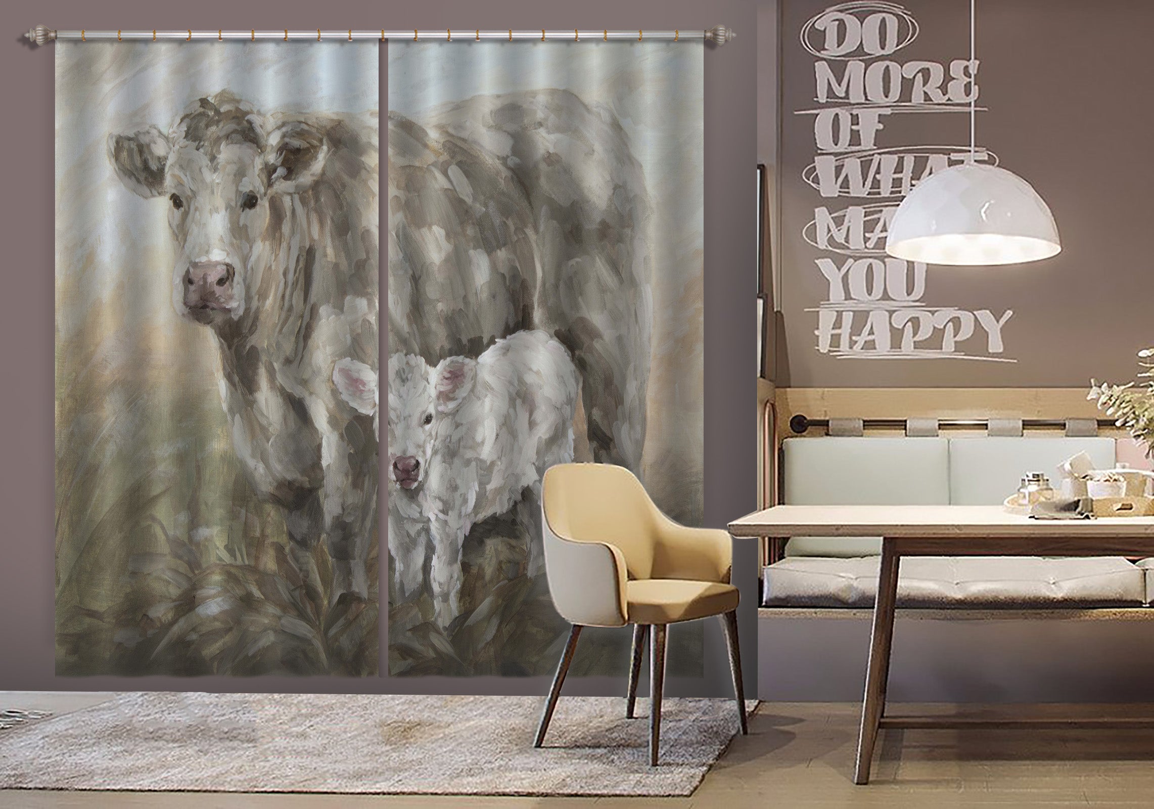 3D Sketch Cow 060 Debi Coules Curtain Curtains Drapes
