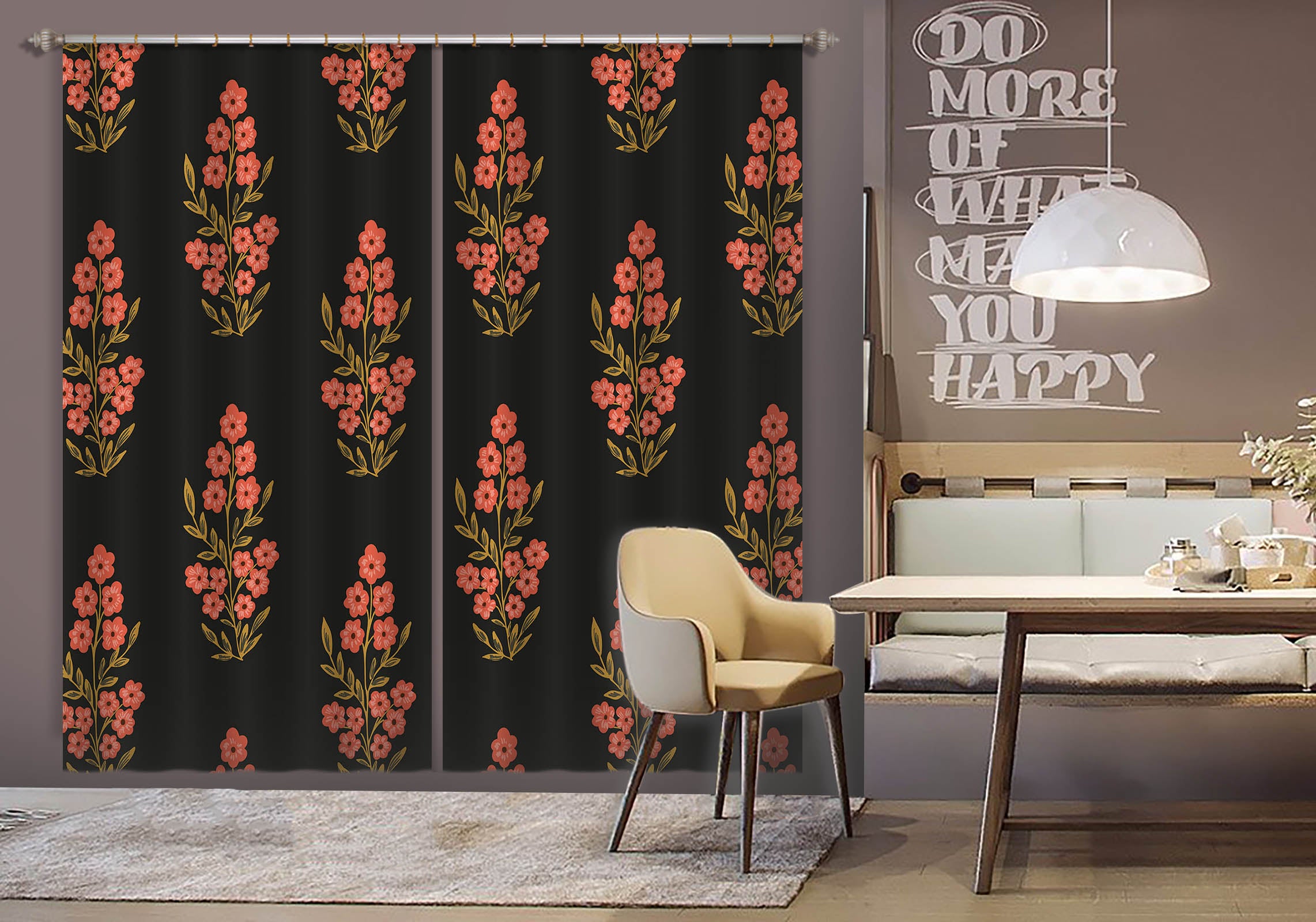 3D Red Flowers Pattern 11148 Kashmira Jayaprakash Curtain Curtains Drapes