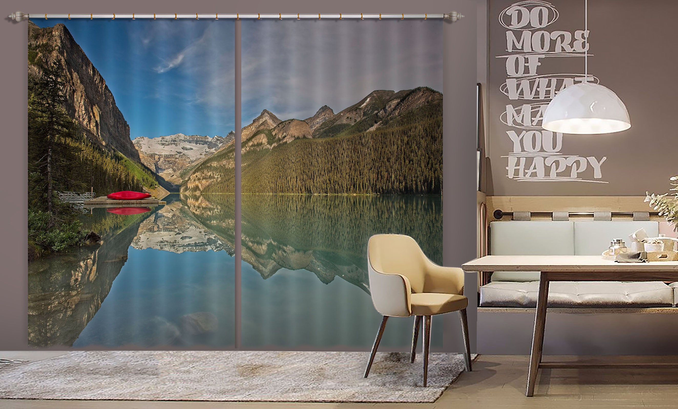 3D Boat In The Lake 056 Kathy Barefield Curtain Curtains Drapes