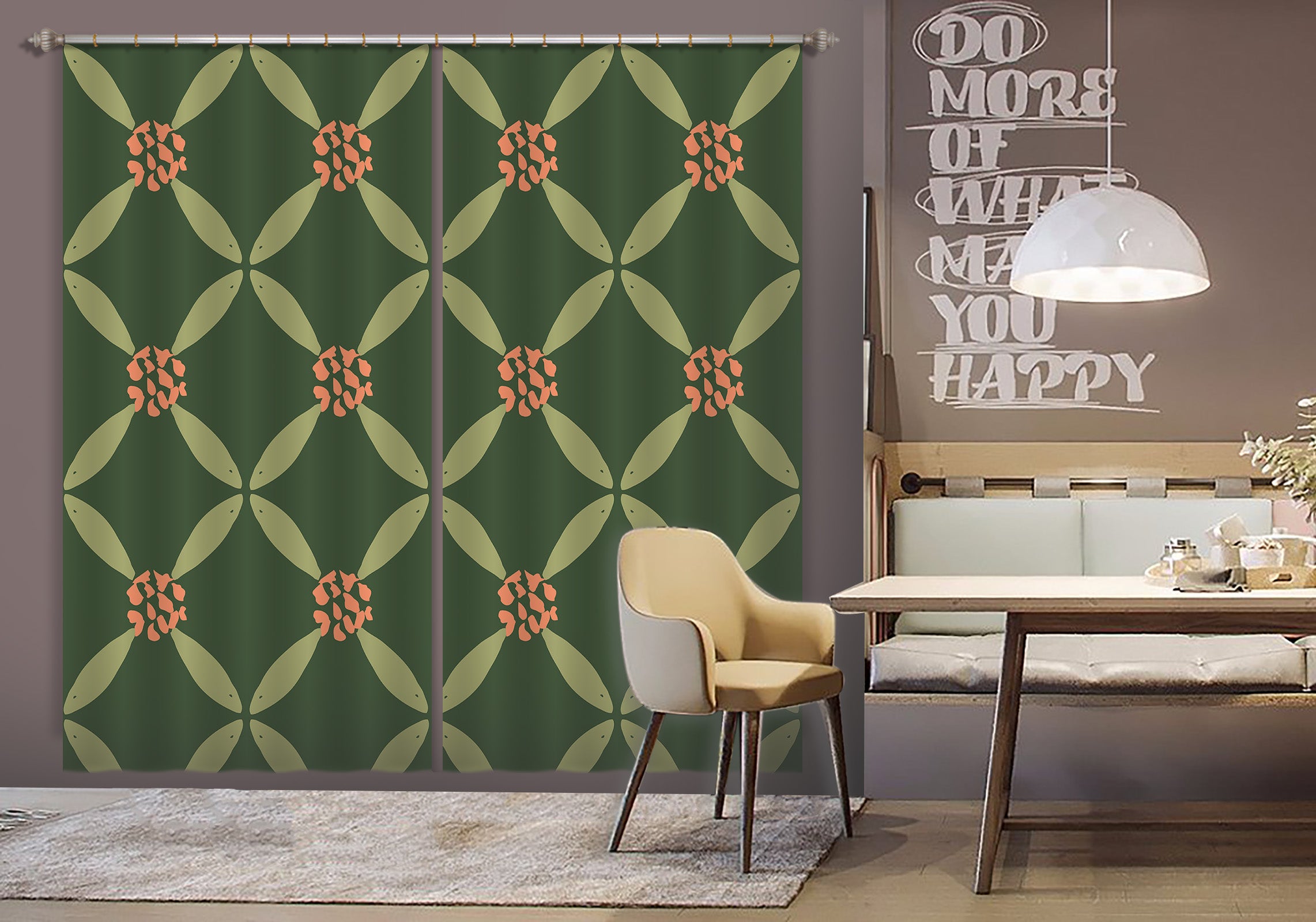 3D Green Flower Leaf Pattern 11128 Kashmira Jayaprakash Curtain Curtains Drapes