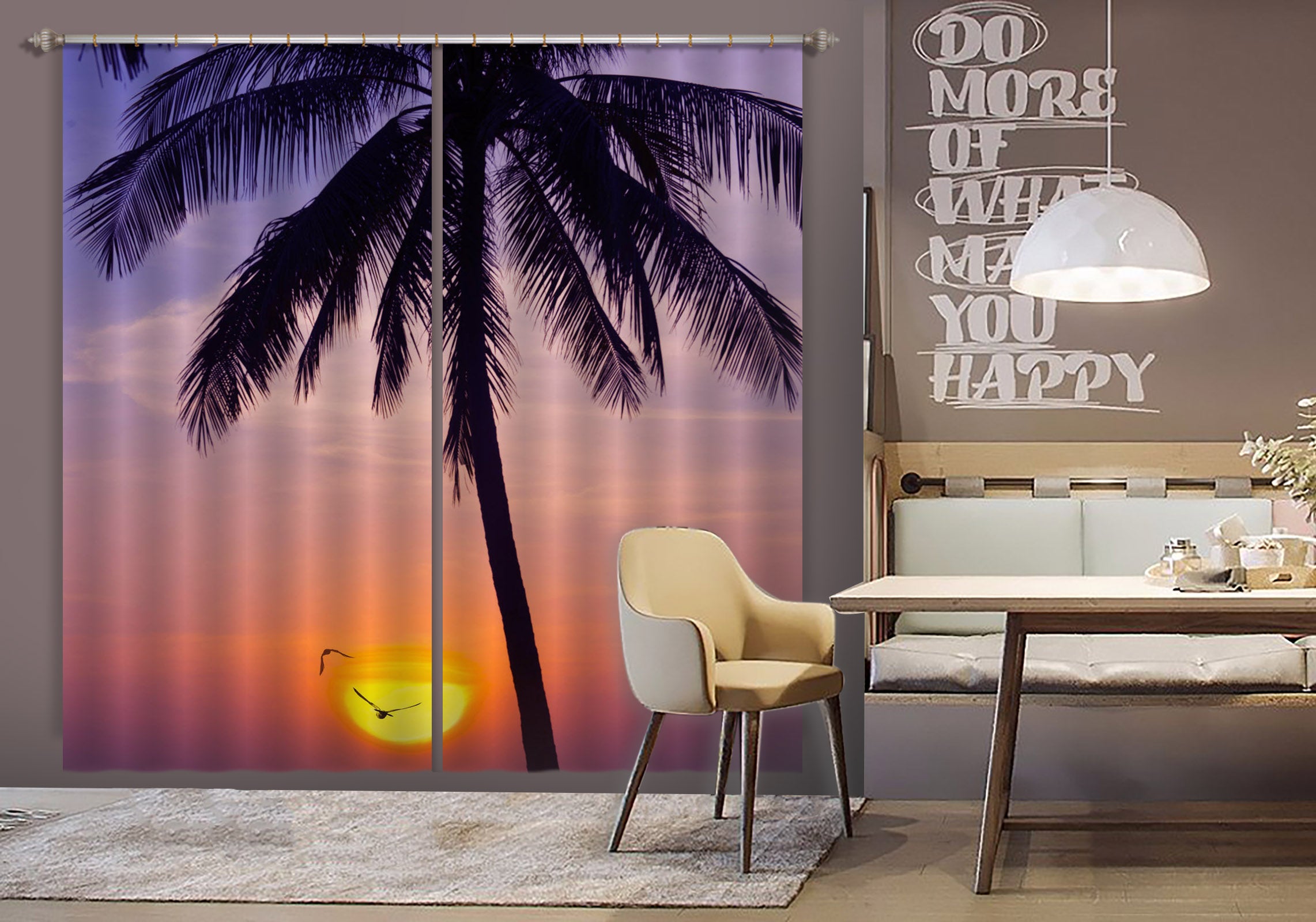 3D Sunset Coconut Tree 161 Marco Carmassi Curtain Curtains Drapes