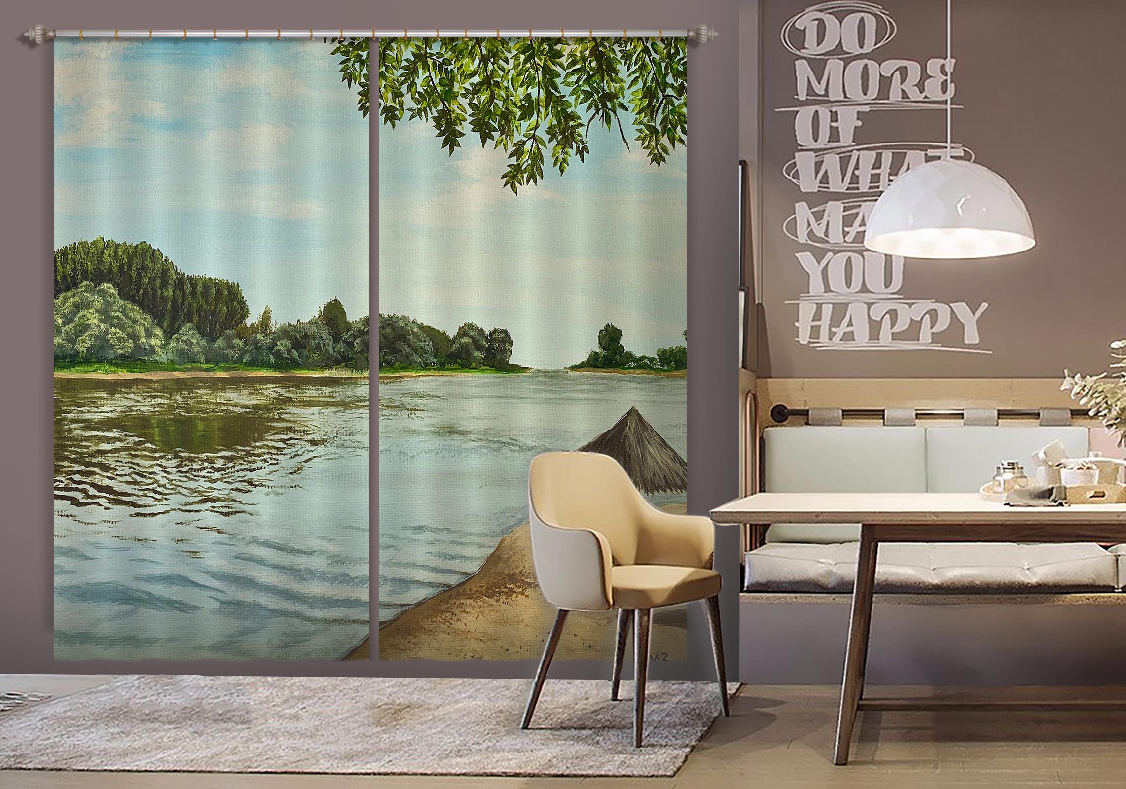 3D River Water 1715 Marina Zotova Curtain Curtains Drapes