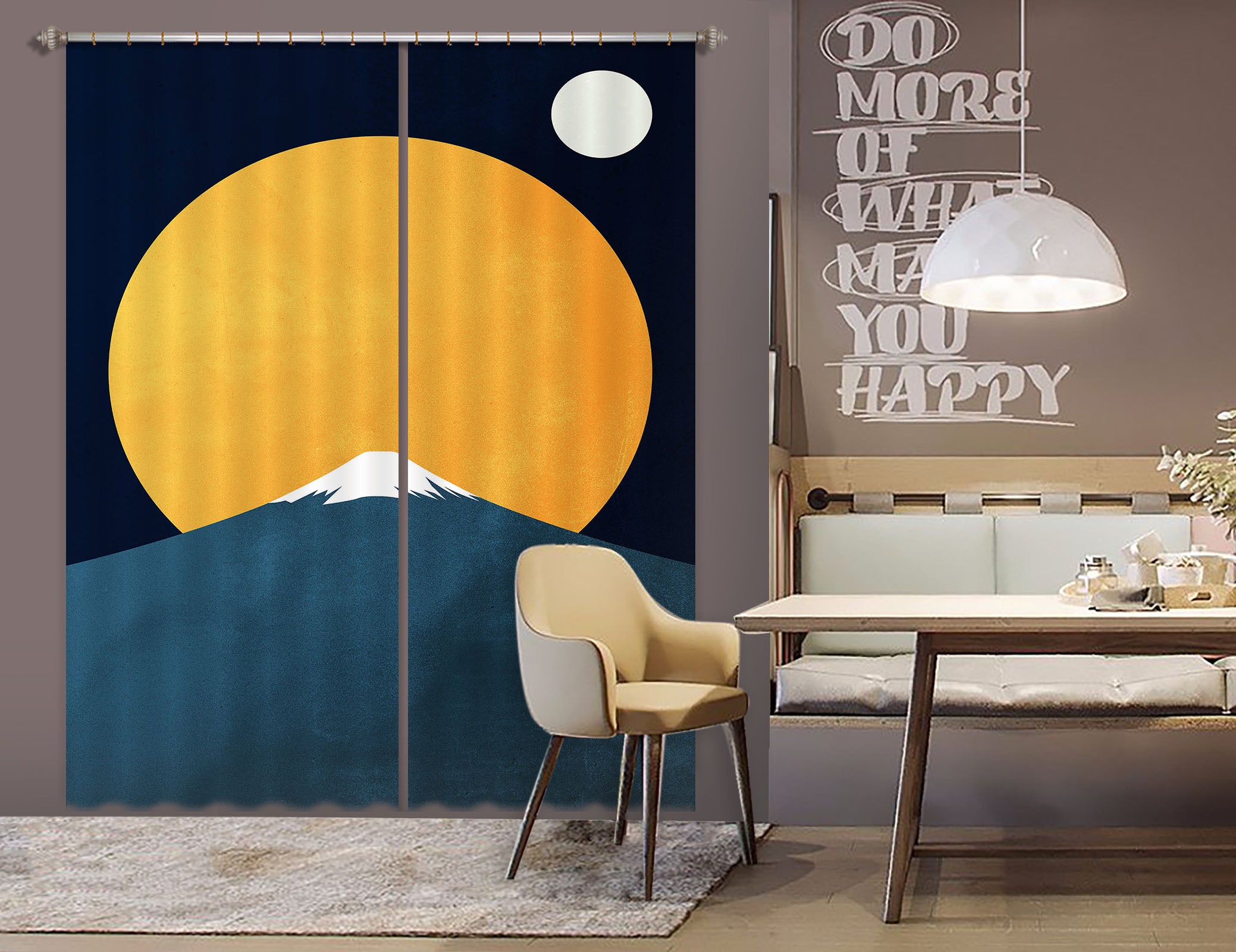 3D Yellow Moon 1053 Boris Draschoff Curtain Curtains Drapes