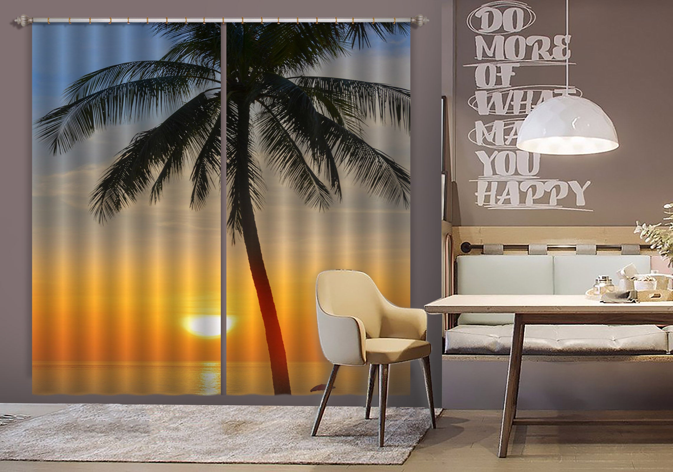 3D Sunset Coconut Tree 156 Marco Carmassi Curtain Curtains Drapes
