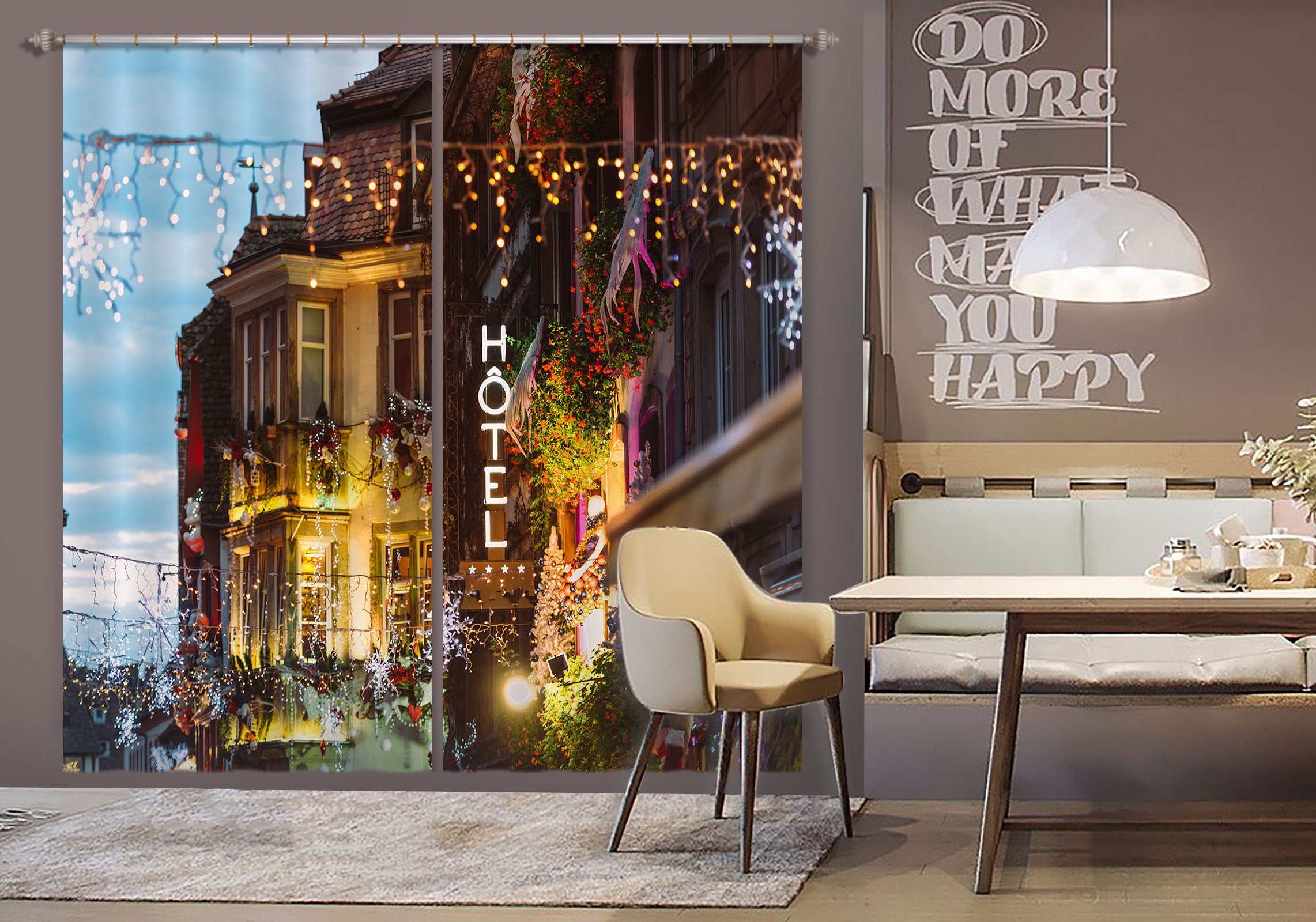 3D House 53086 Christmas Curtains Drapes Xmas