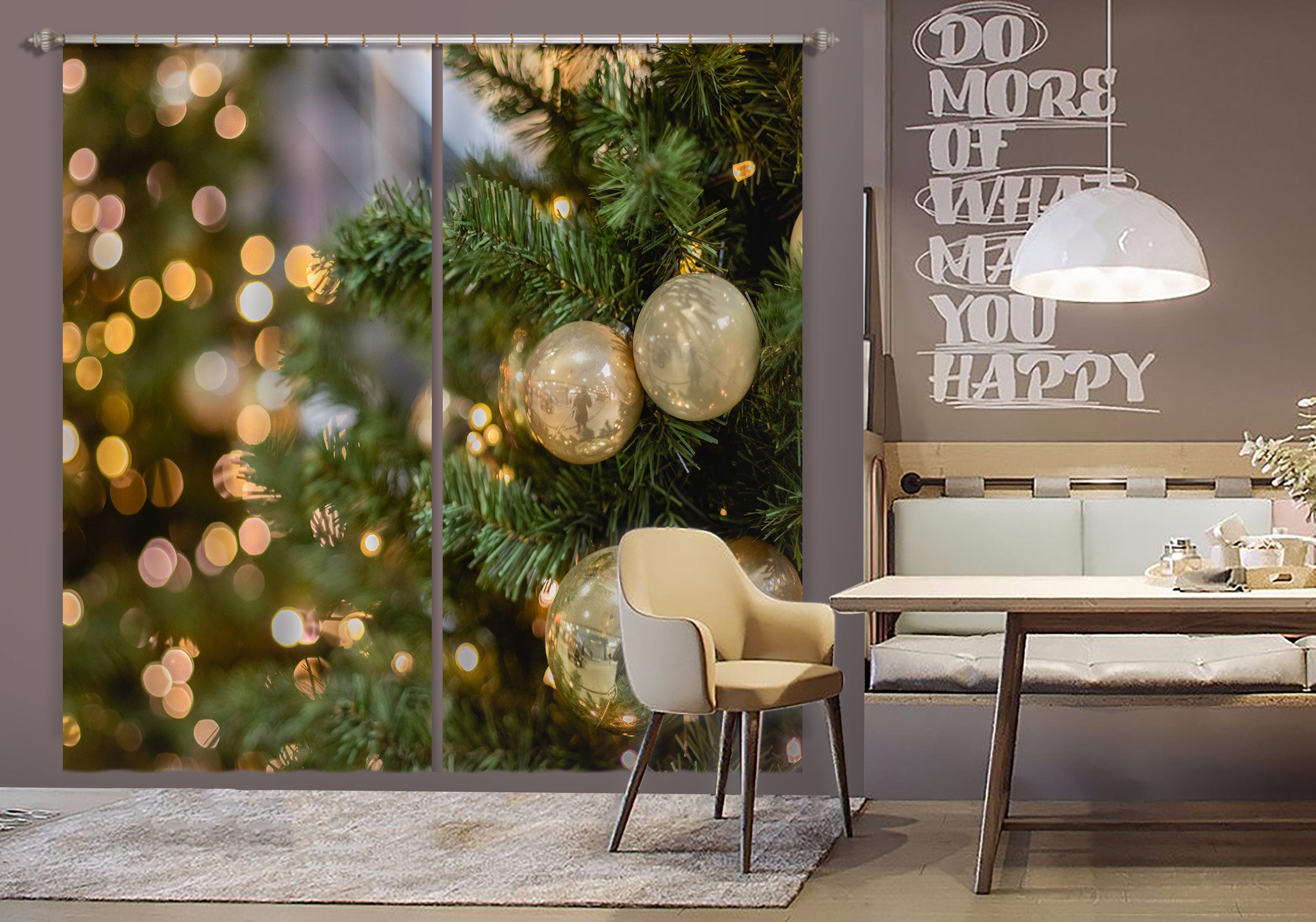 3D White Ball Pendant 53148 Christmas Curtains Drapes Xmas