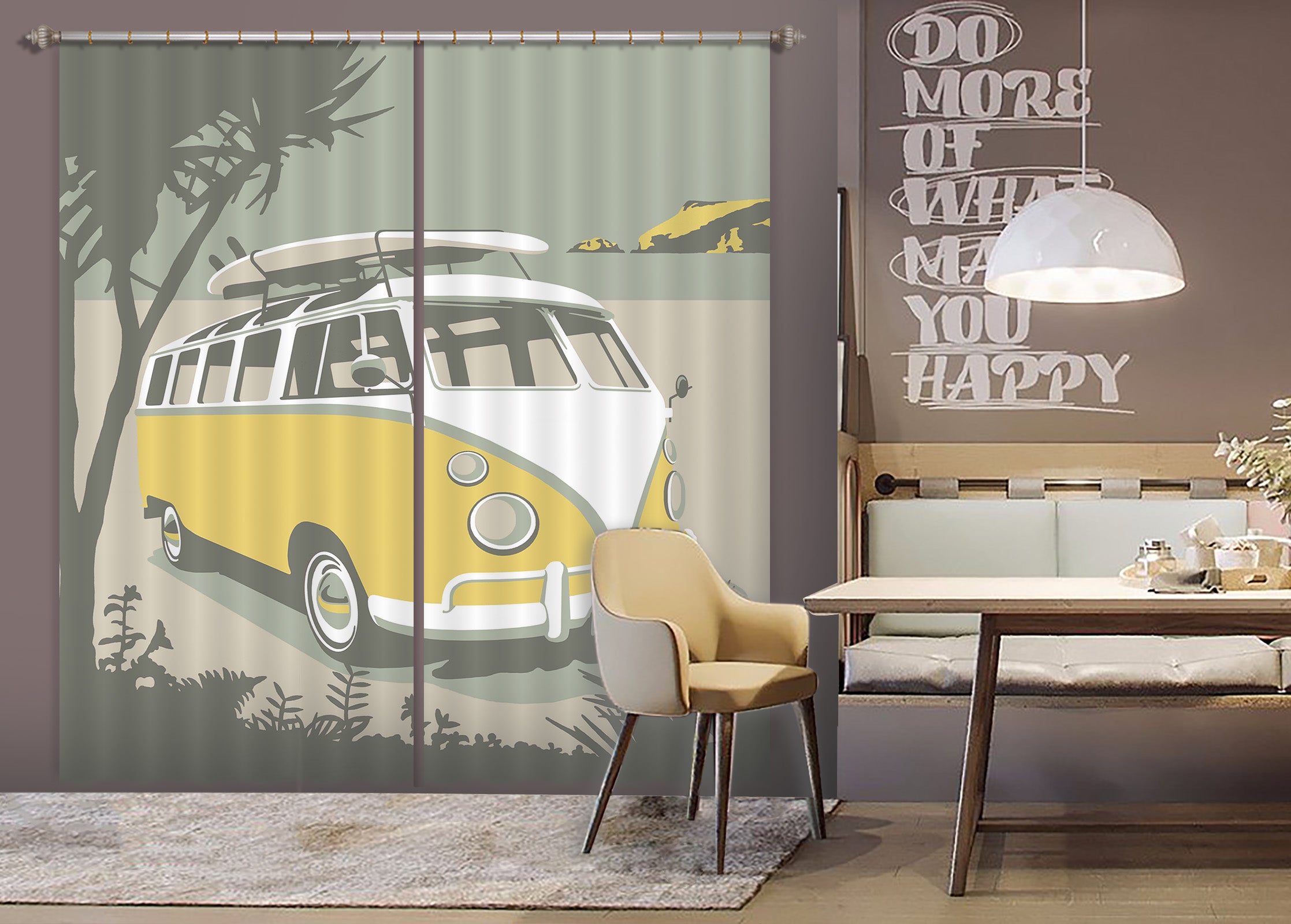 3D Polzeath Camper 131 Steve Read Curtain Curtains Drapes