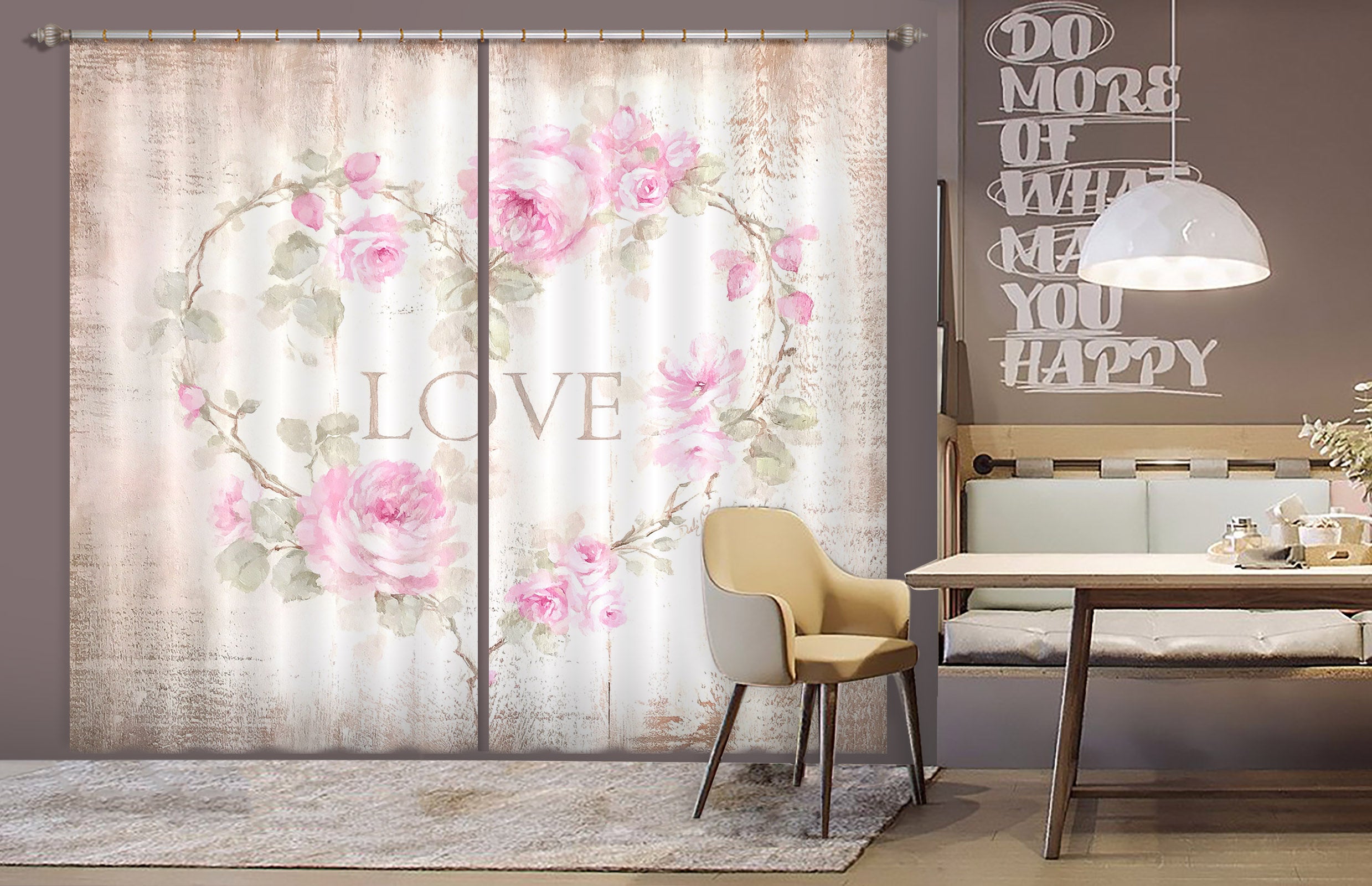 3D Rose Heart 1013 Debi Coules Curtain Curtains Drapes