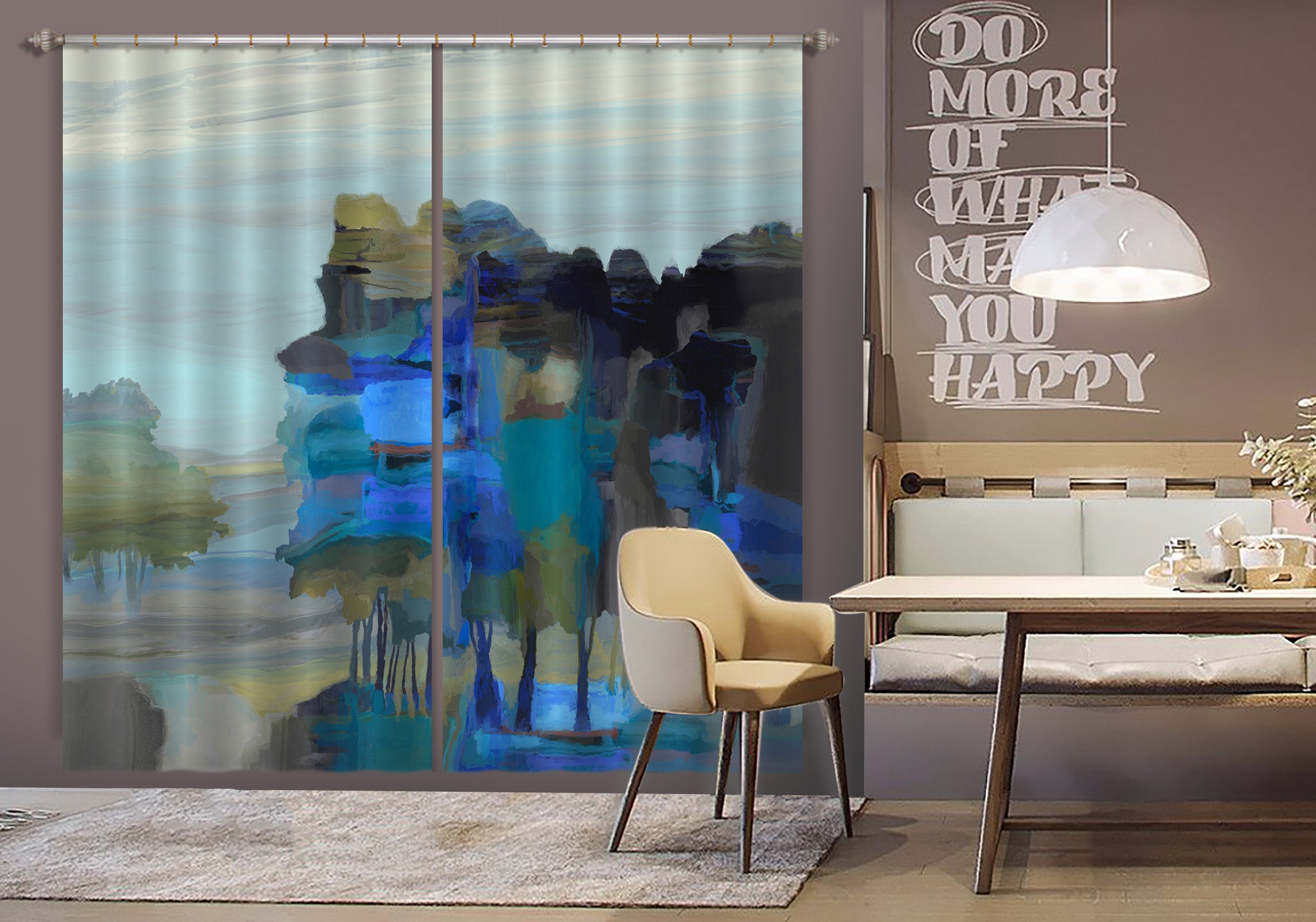 3D Blue Lake 066 Michael Tienhaara Curtain Curtains Drapes