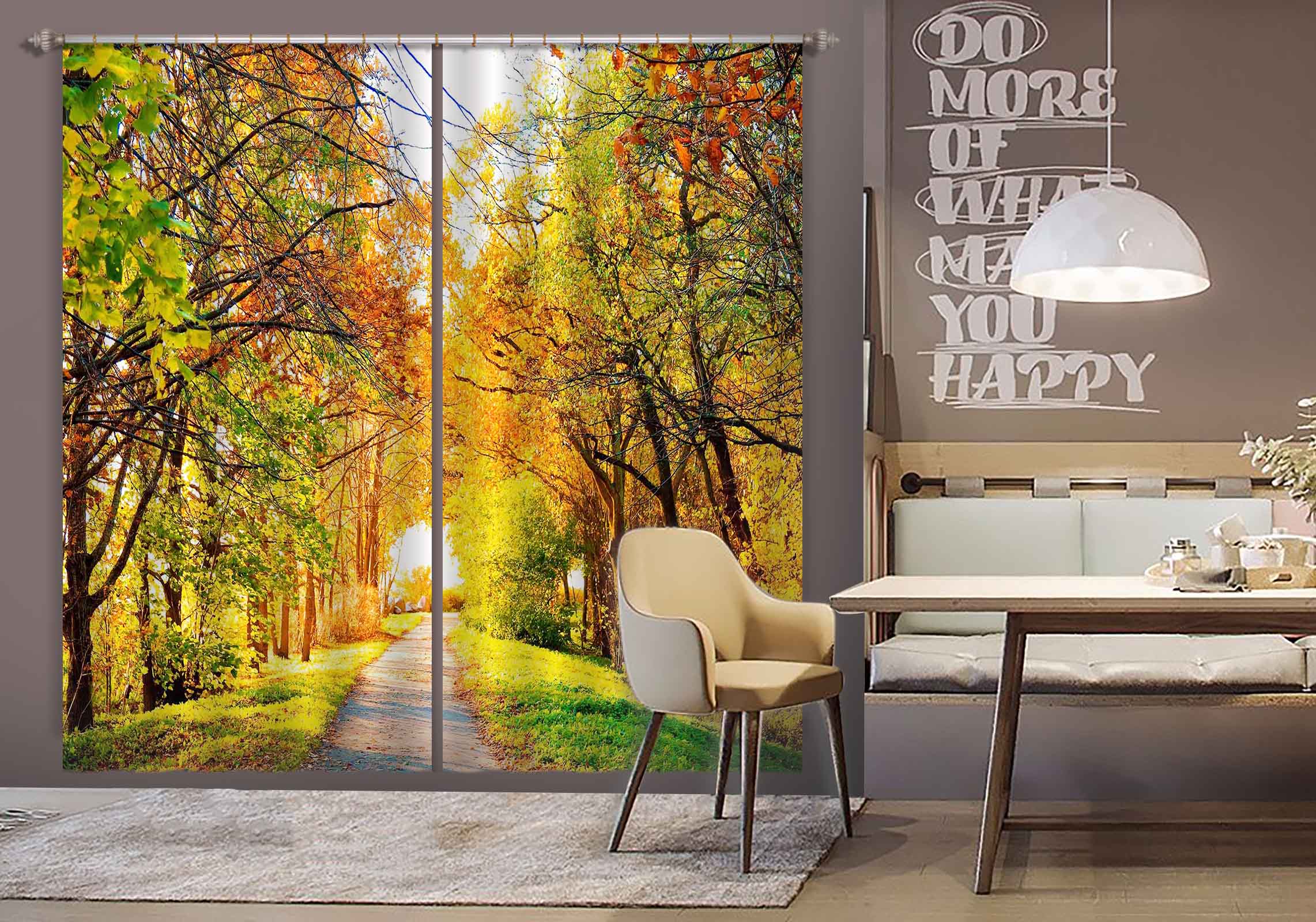 3D Sunny Forest 125 Curtains Drapes