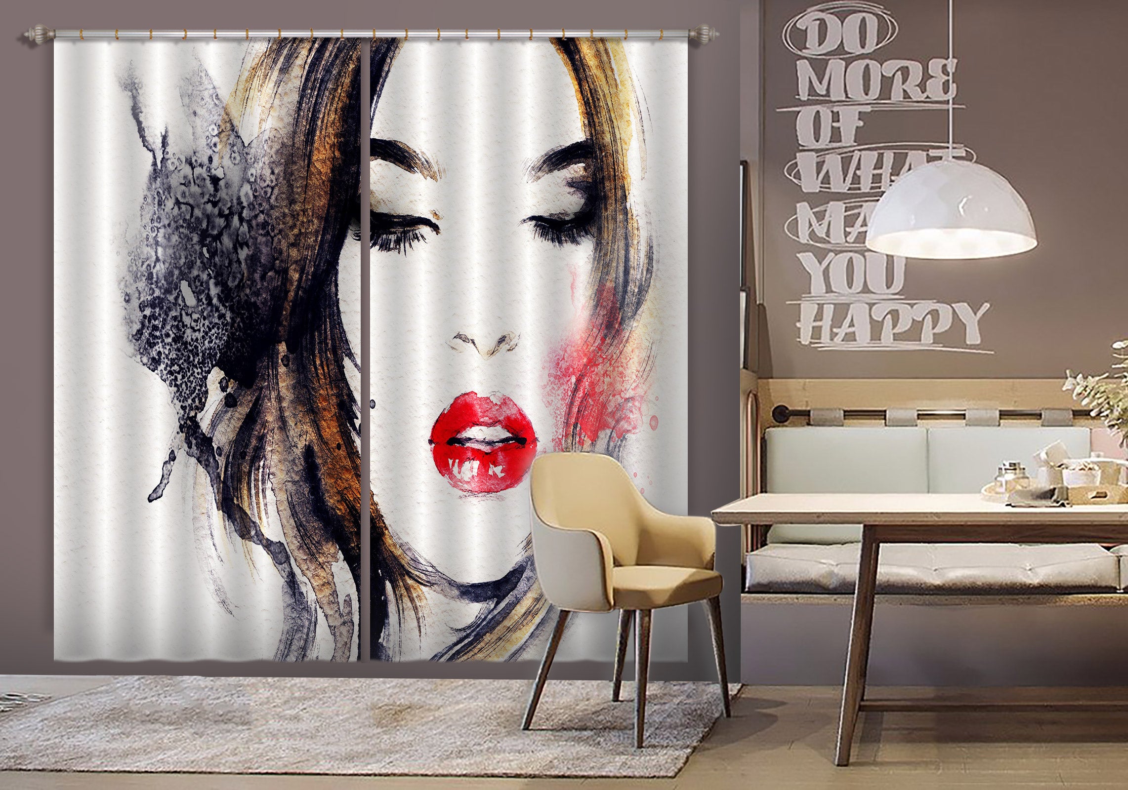 3D Red Lips Model 004 Curtains Drapes