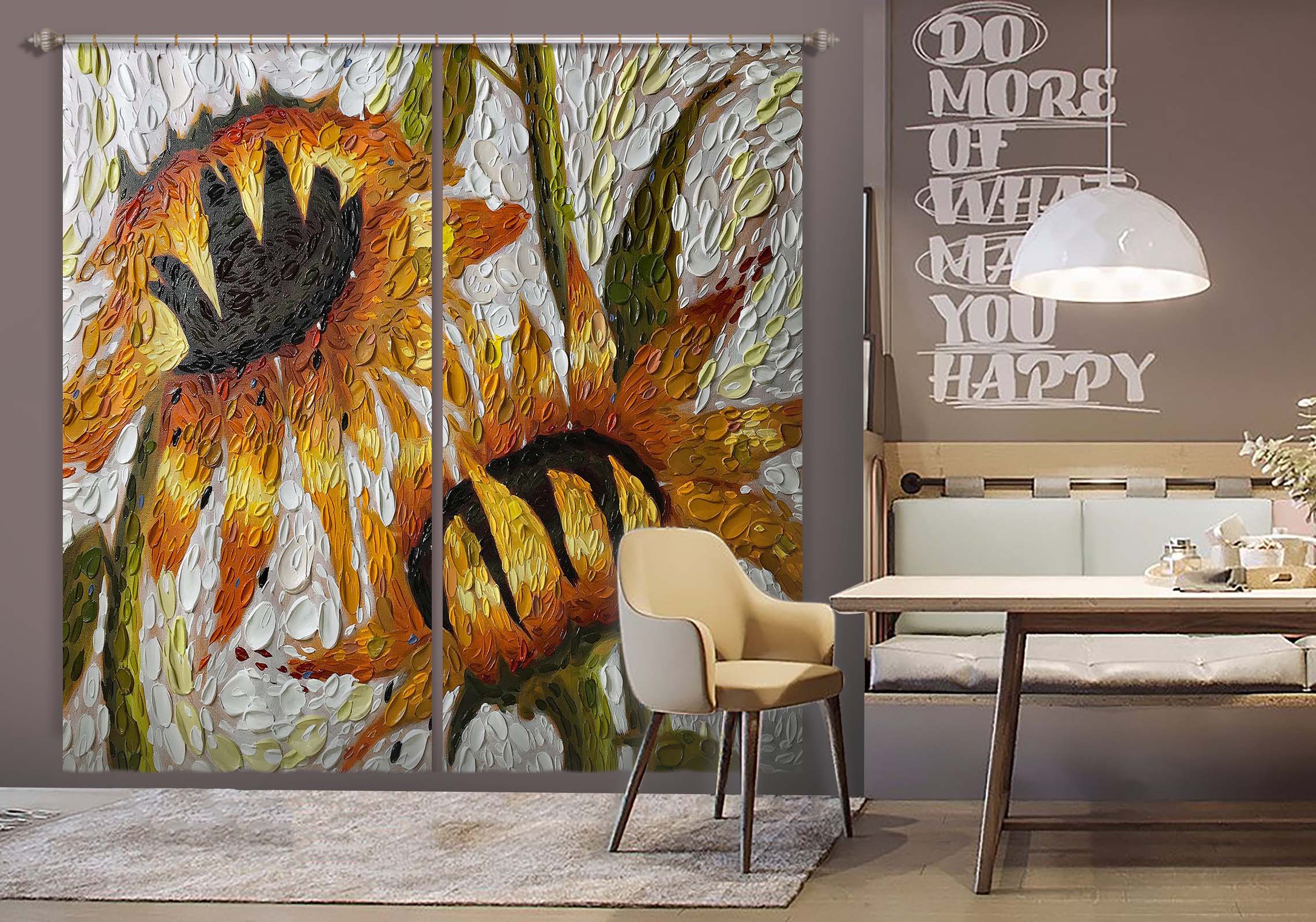 3D Sunflower Embrace 061 Dena Tollefson Curtain Curtains Drapes