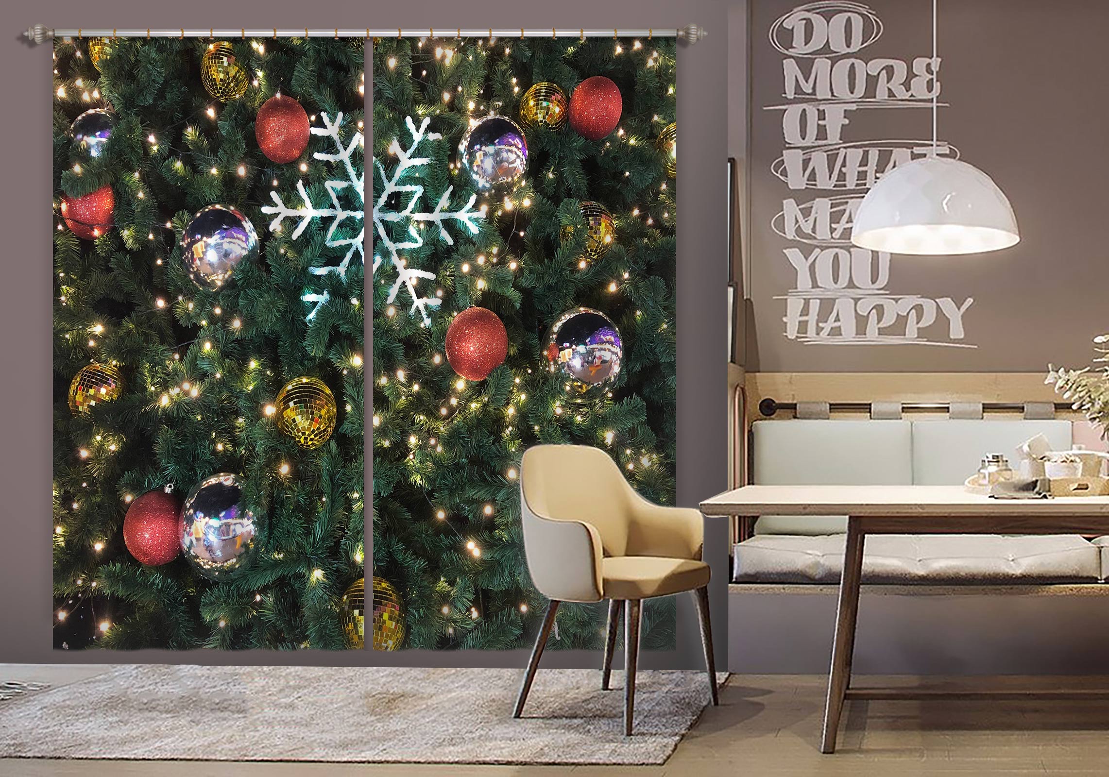 3D Tree 53130 Christmas Curtains Drapes Xmas