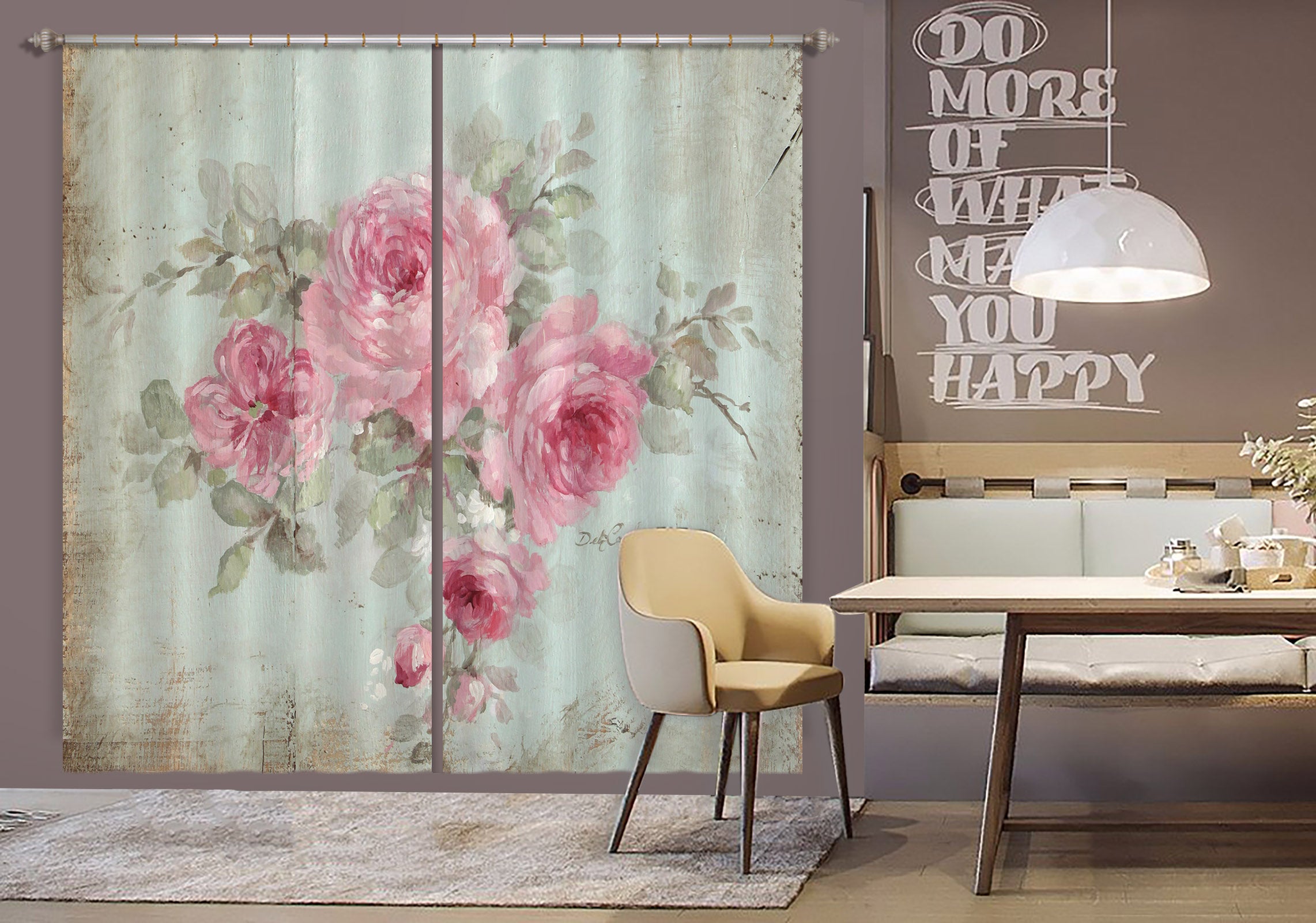 3D Pink Flower 3067 Debi Coules Curtain Curtains Drapes
