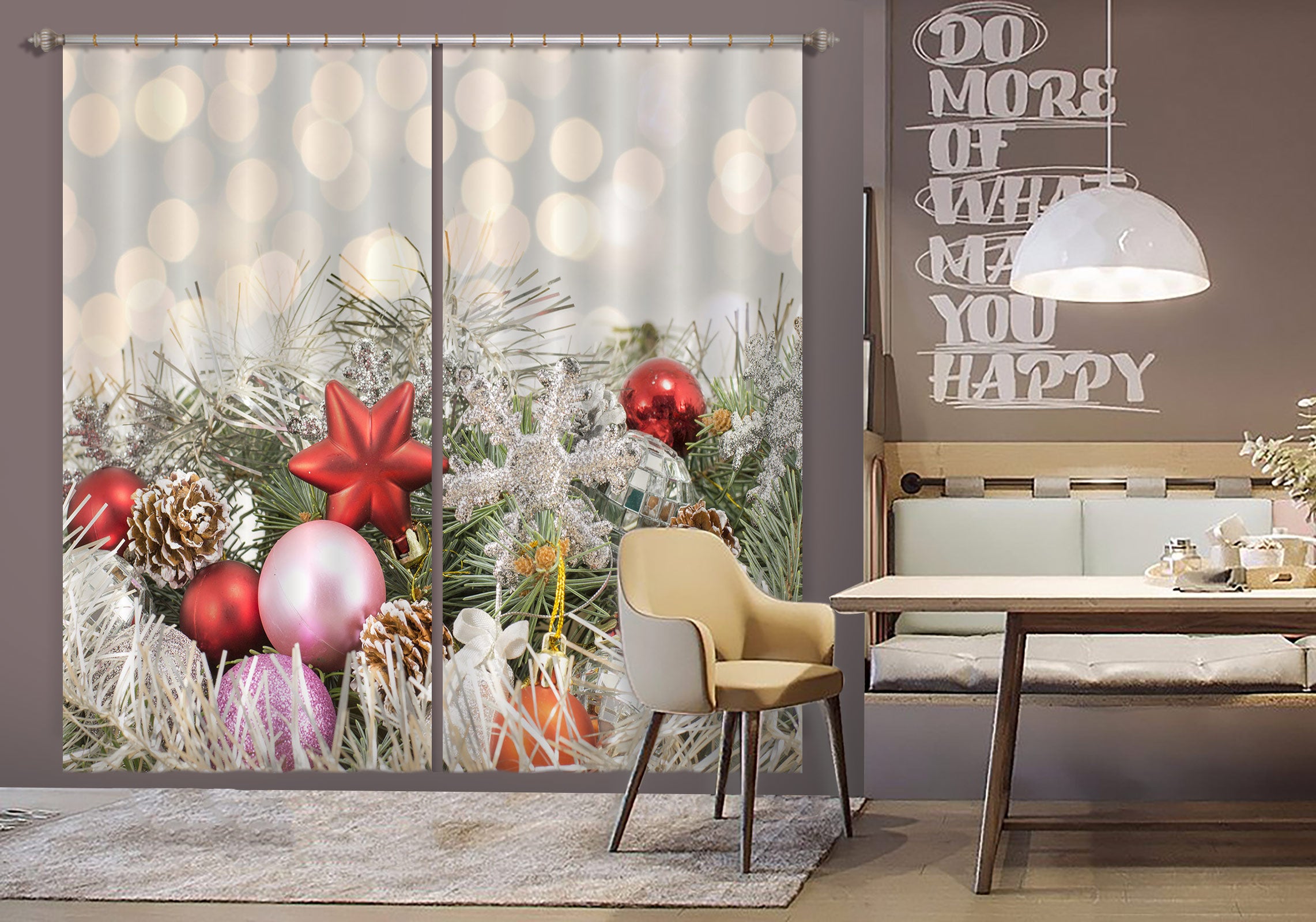 3D Red Pendant 53079 Christmas Curtains Drapes Xmas