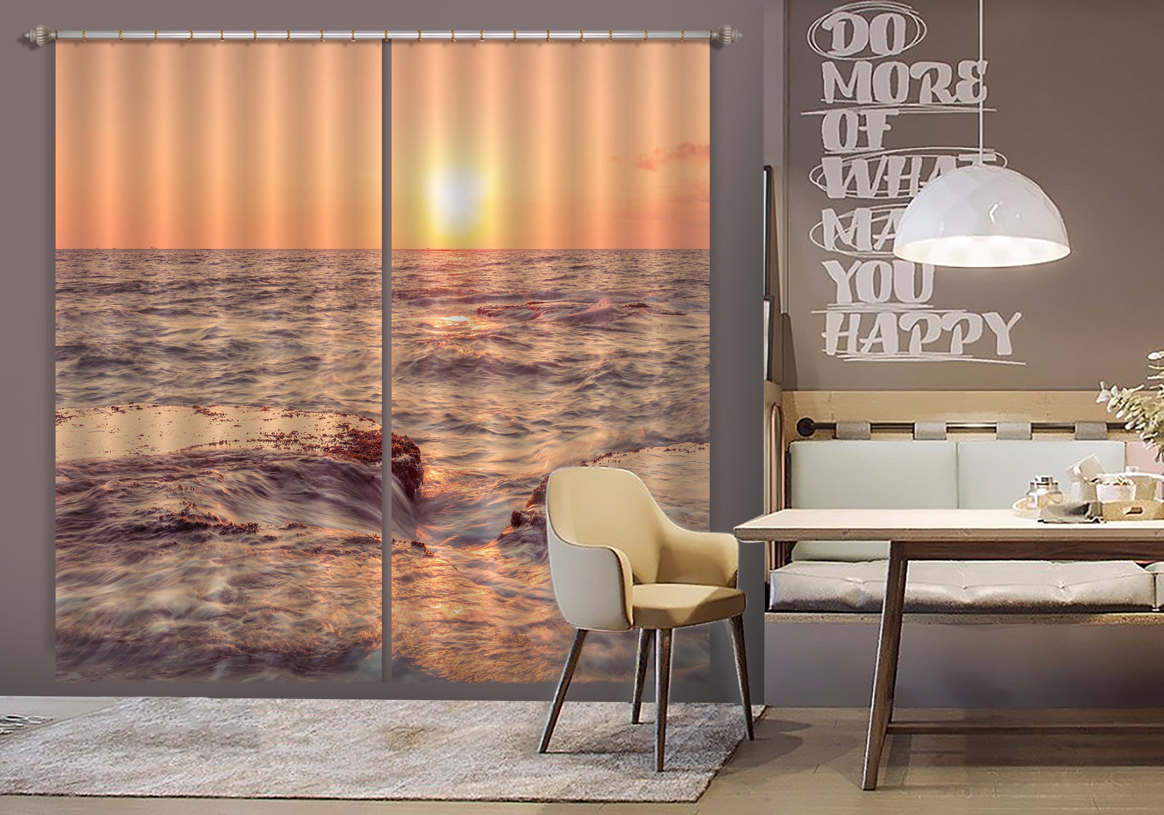 3D Beach Dusk 045 Assaf Frank Curtain Curtains Drapes