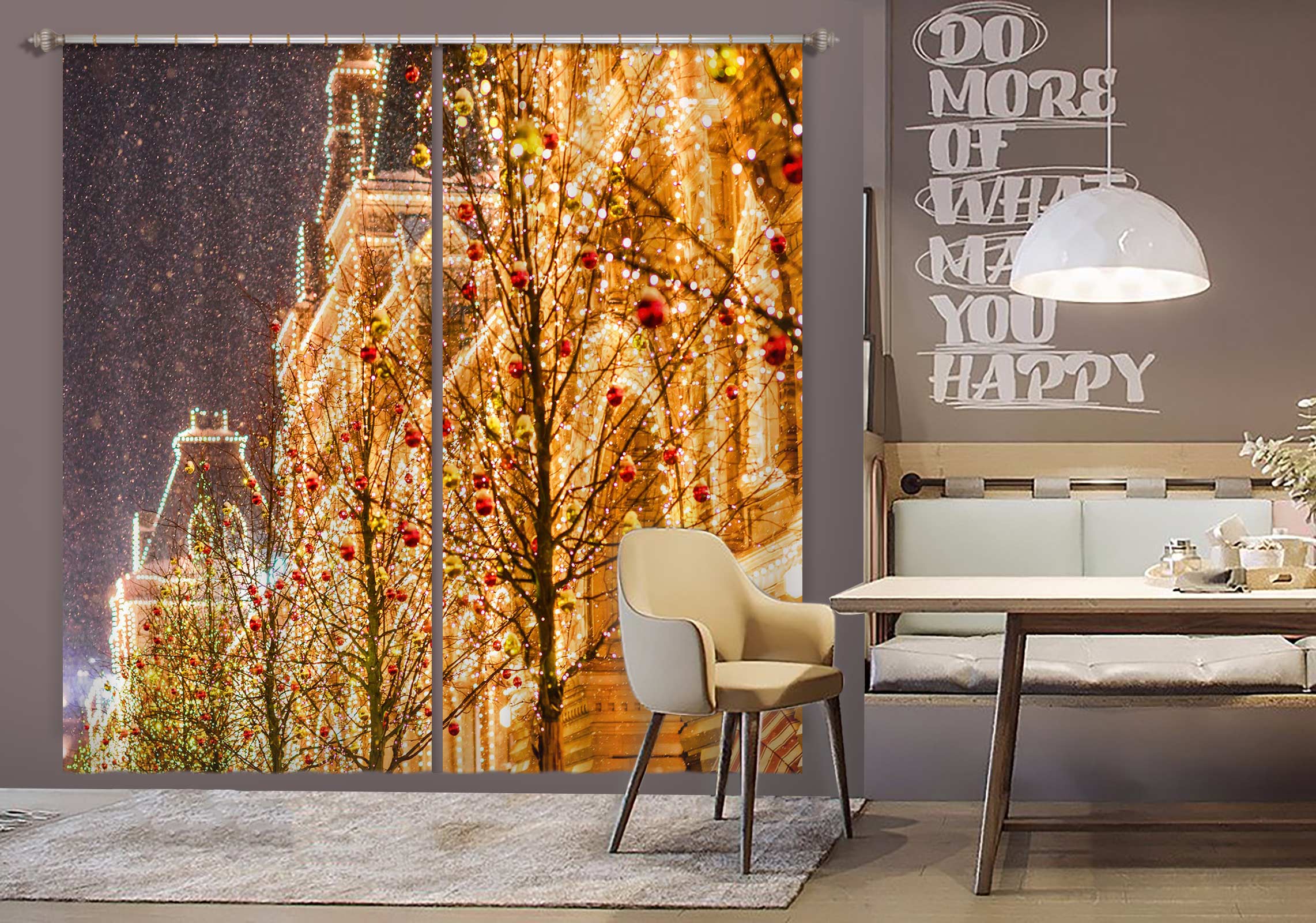 3D Light House 53133 Christmas Curtains Drapes Xmas