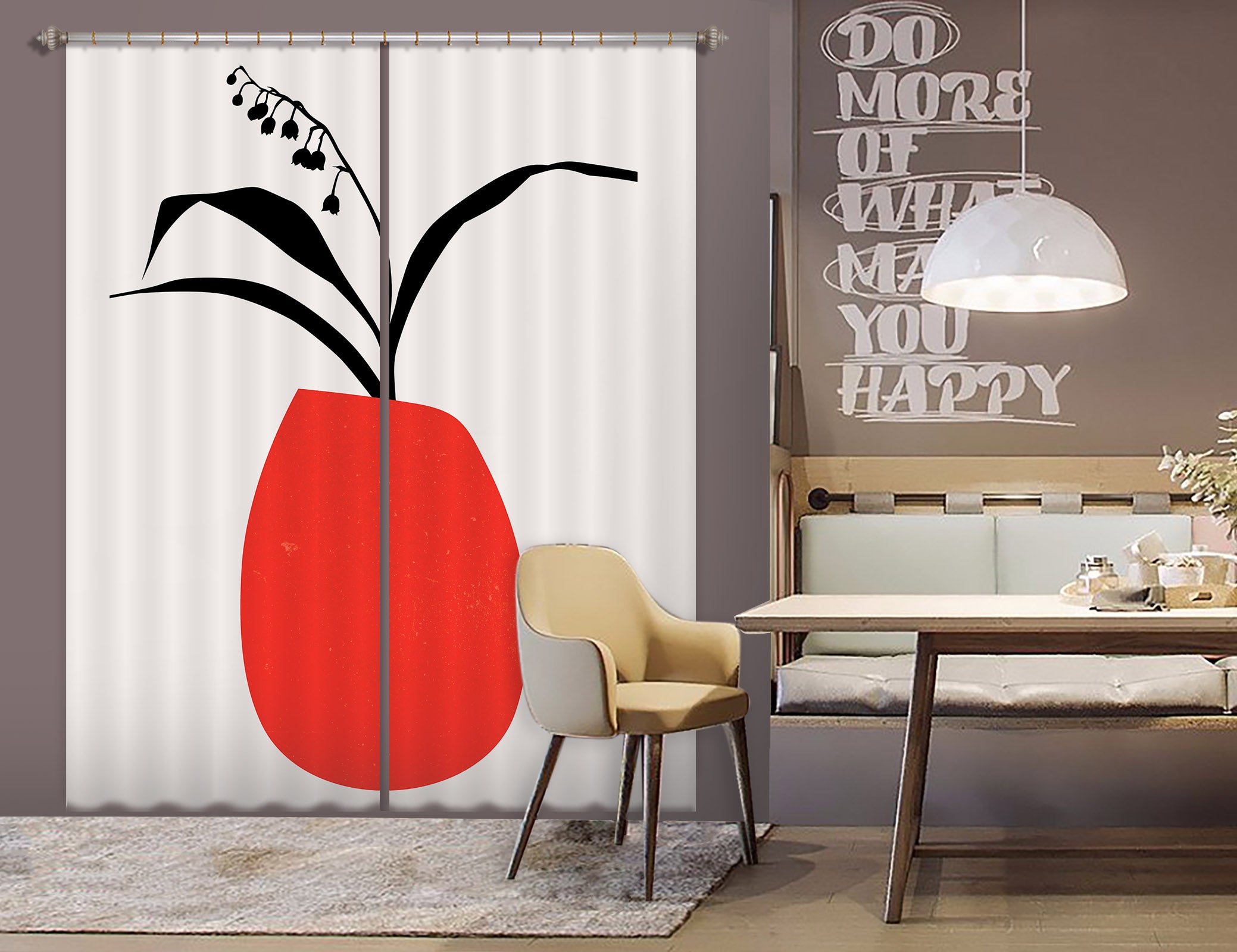 3D Red Vase 1137 Boris Draschoff Curtain Curtains Drapes