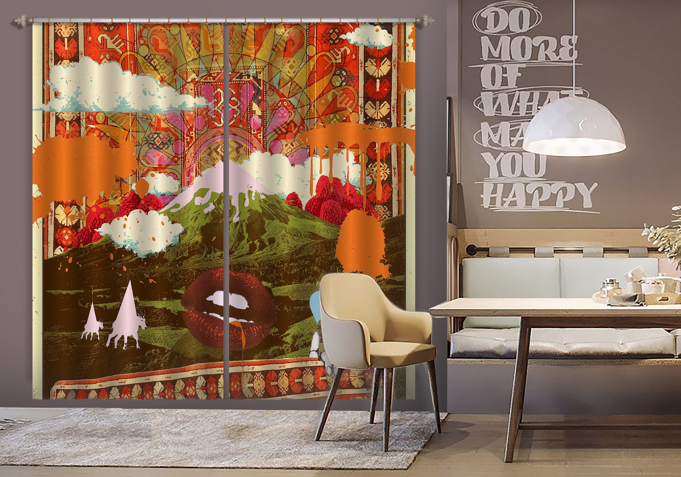 3D Morning Country 049 Showdeer Curtain Curtains Drapes