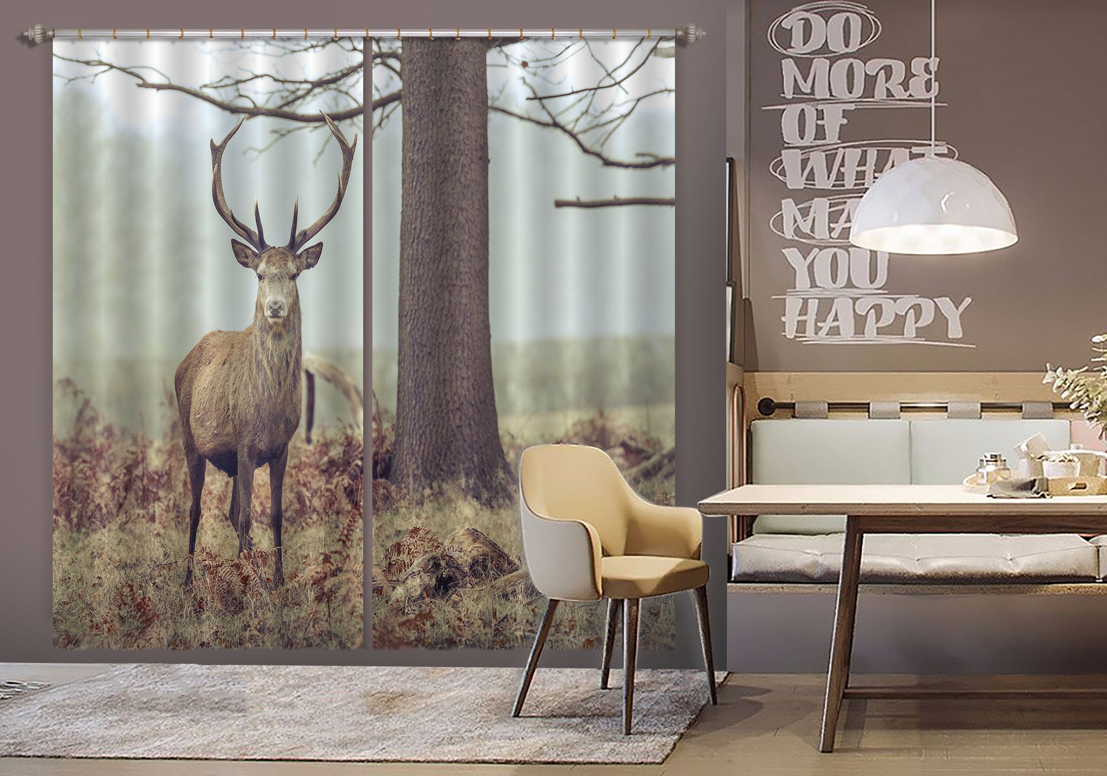 3D Animal Elk 6573 Assaf Frank Curtain Curtains Drapes