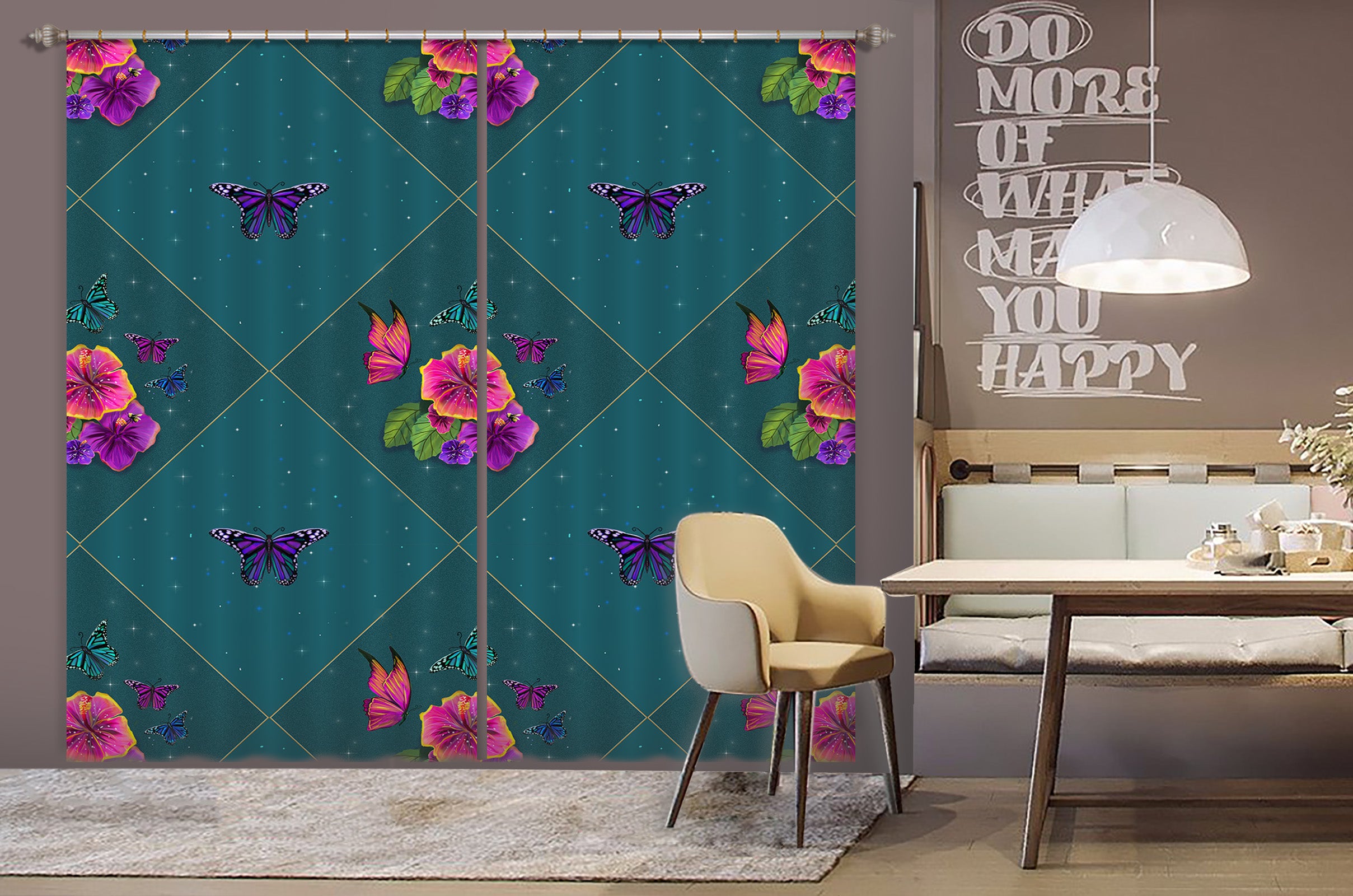 3D Purple Morning Glory 129 Rose Catherine Khan Curtain Curtains Drapes