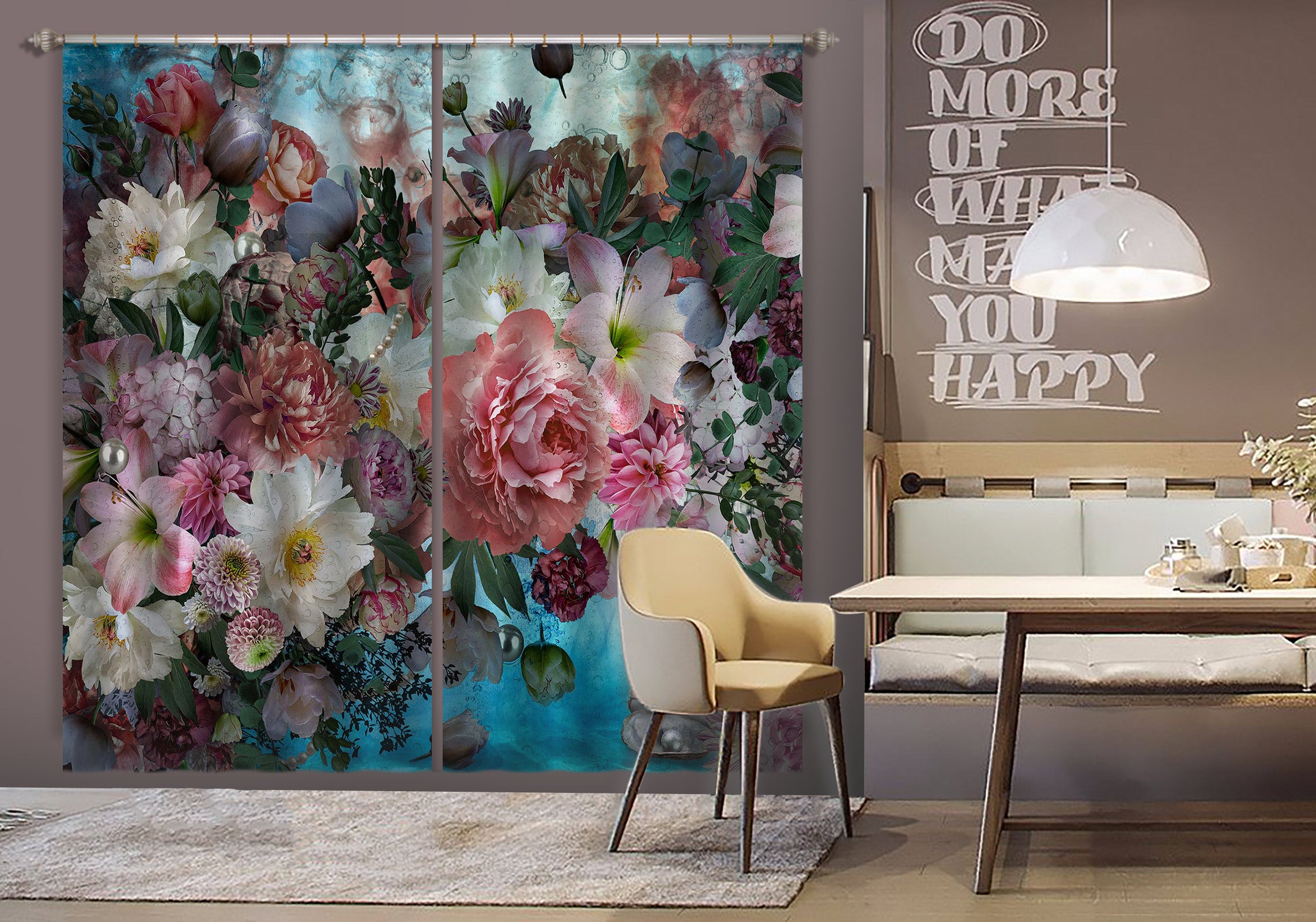 3D Peony Lily Flower 5303 Beth Sheridan Curtain Curtains Drapes