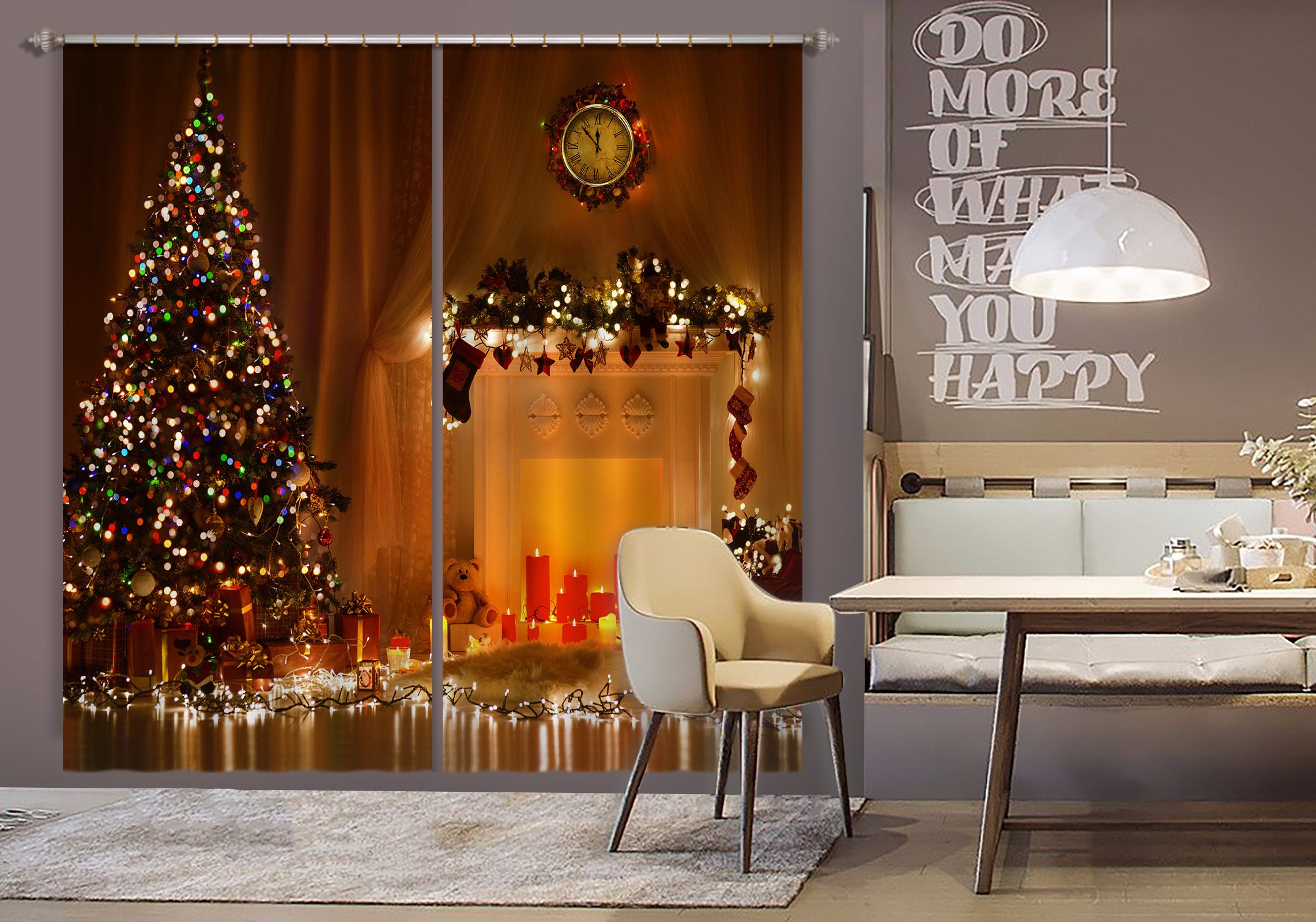 3D Colored Lights Candle Tree 53068 Christmas Curtains Drapes Xmas
