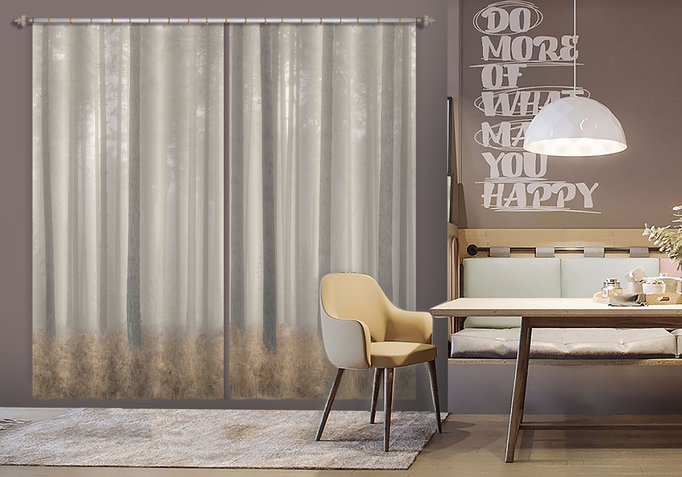 3D Forest Fog 6584 Assaf Frank Curtain Curtains Drapes